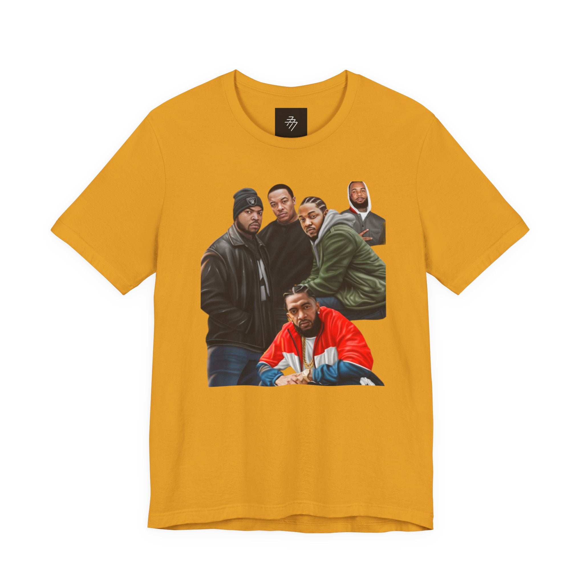 90s Hip Hop Group Illustration T-Shirt | LA Logo Back Print Tee