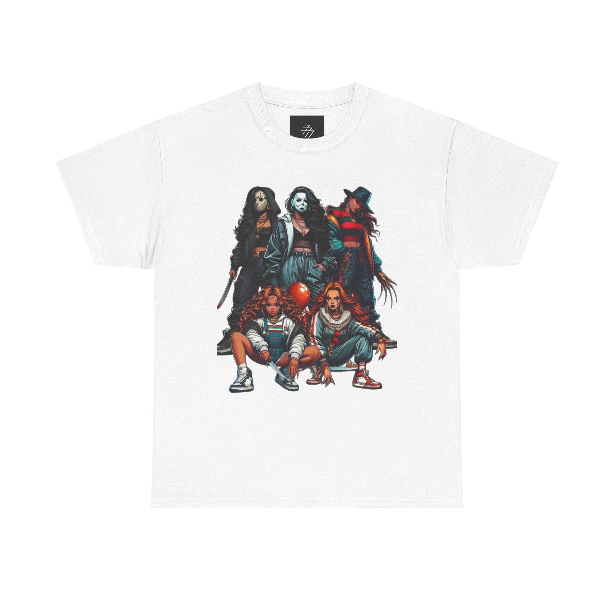 Horror Icons Squad Tee — Retro Slasher Movie Villains Graphic T-Shirt