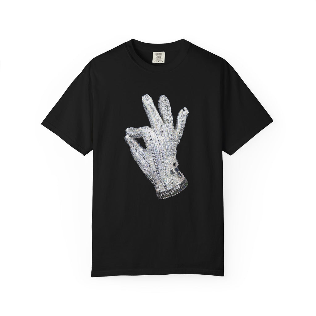 Sequined Glove Illustration T-Shirt | Signature Script Back