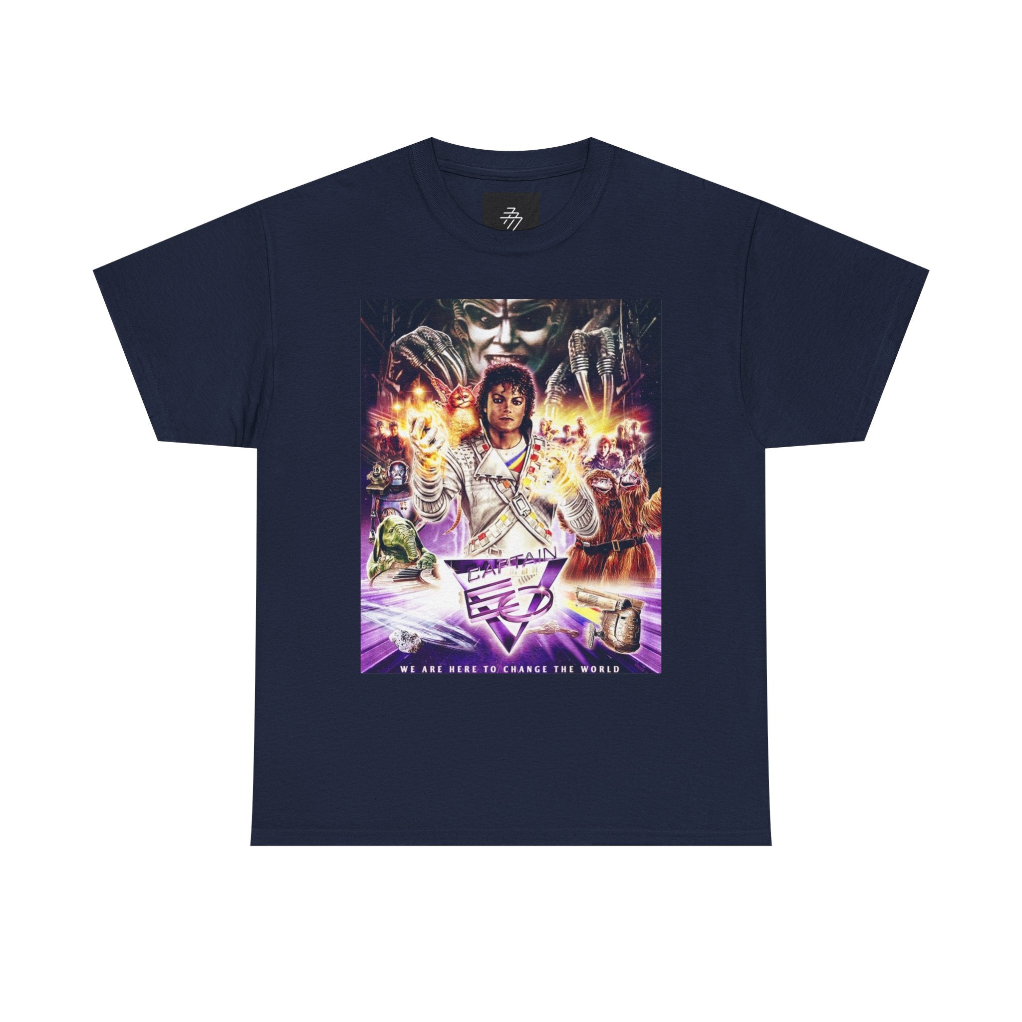 MJ Retro Sci‑Fi Movie Poster Tee – Neon Cyber Adventure Graphic T-Shirt