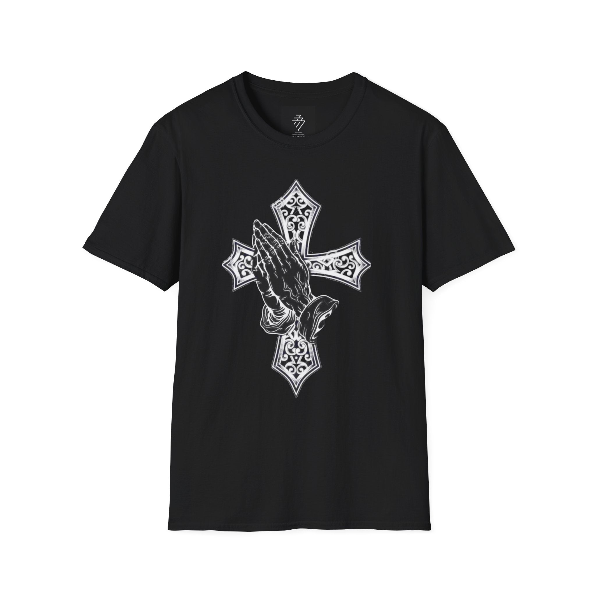 Praying Hands with Cross T-Shirt | Religious Faith Christian Design