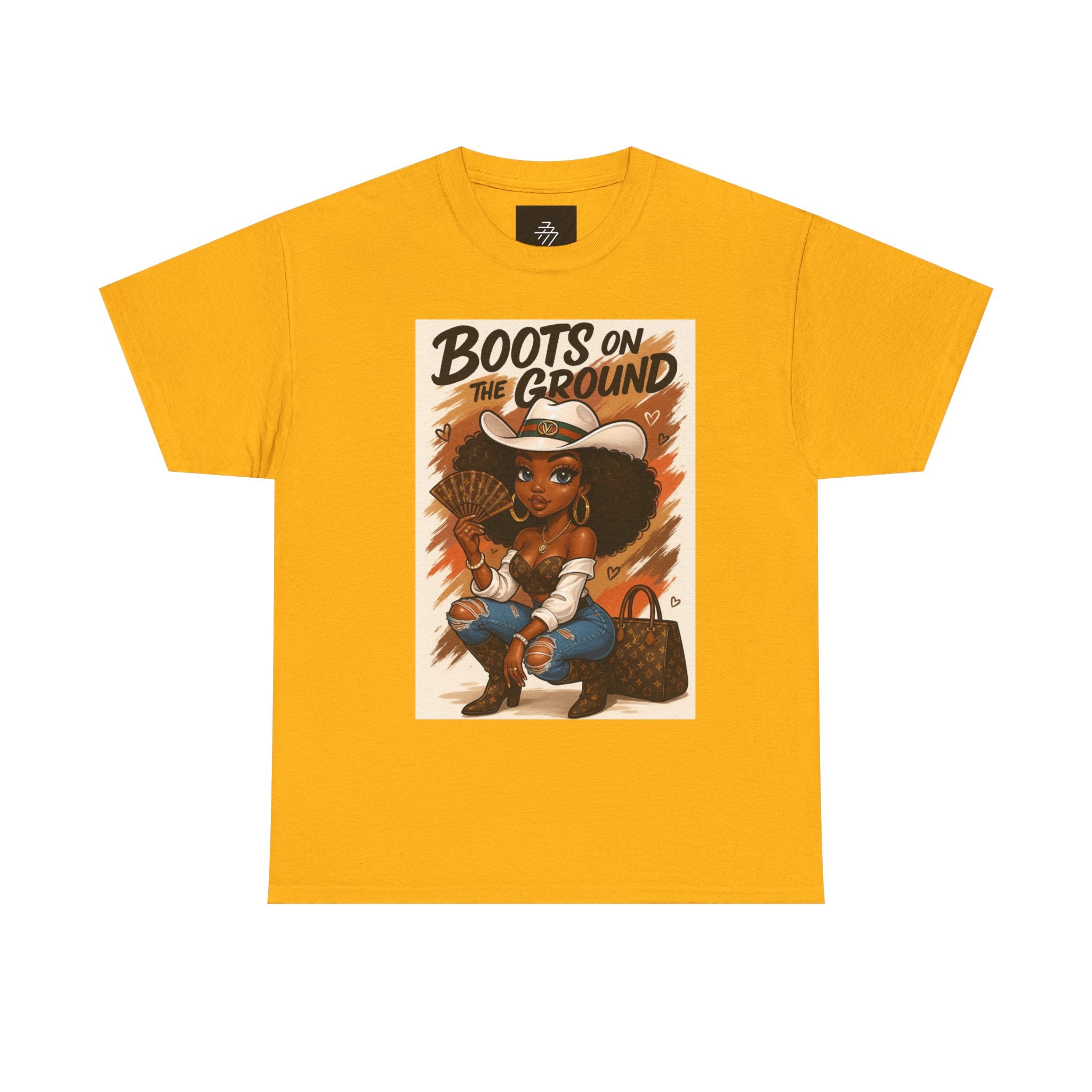 Boots on the Ground Graphic Tee — Afro Cowgirl Illustration