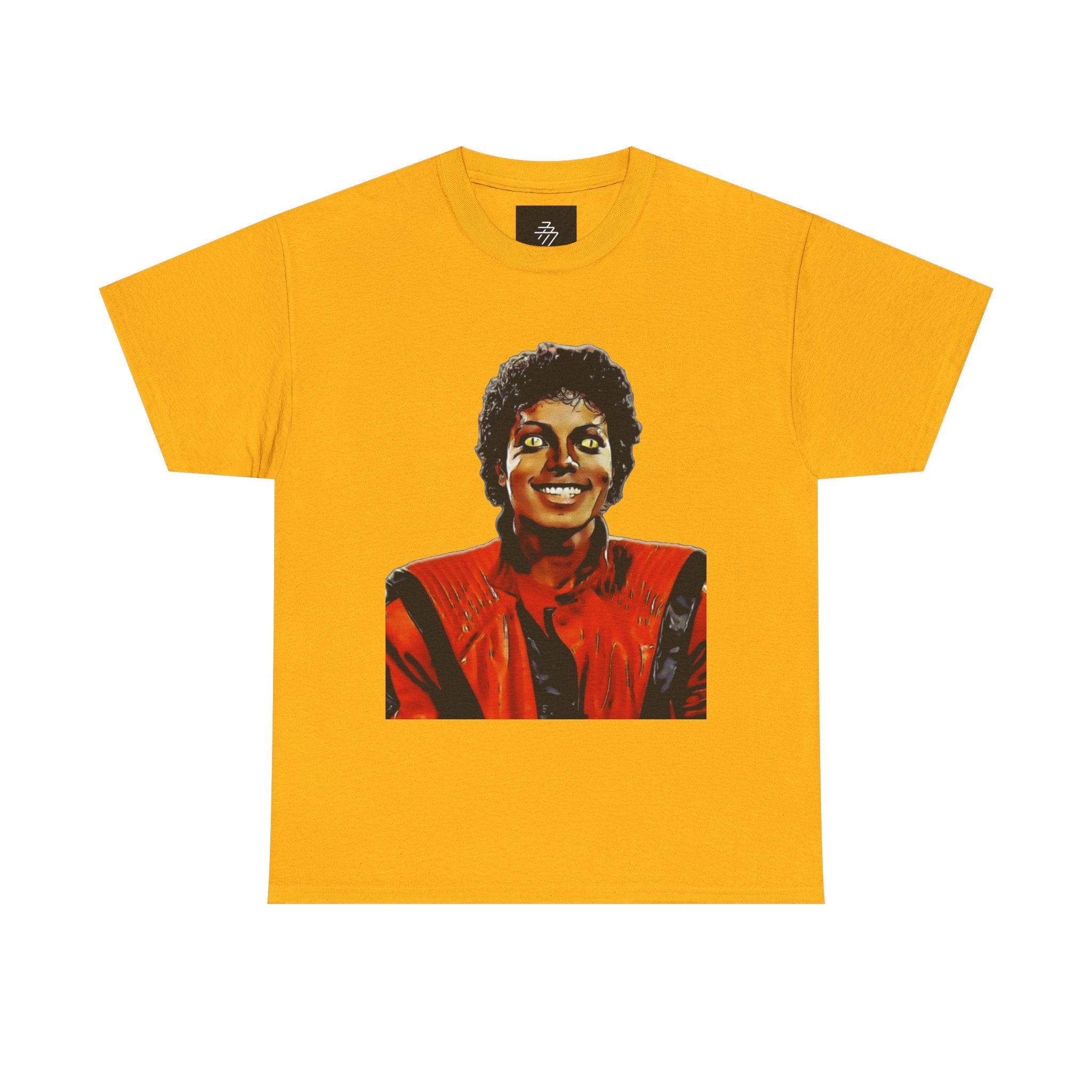 MJ Retro Pop Icon Portrait with 'Thriller' Script Back