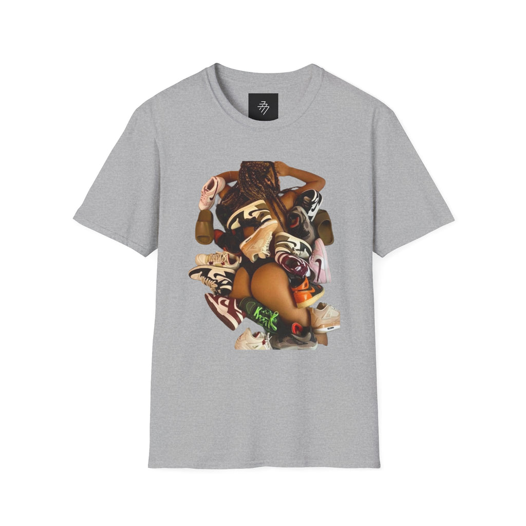 Woman Pile of Shoes T-Shirt | Vintage Shoe Collage Tee