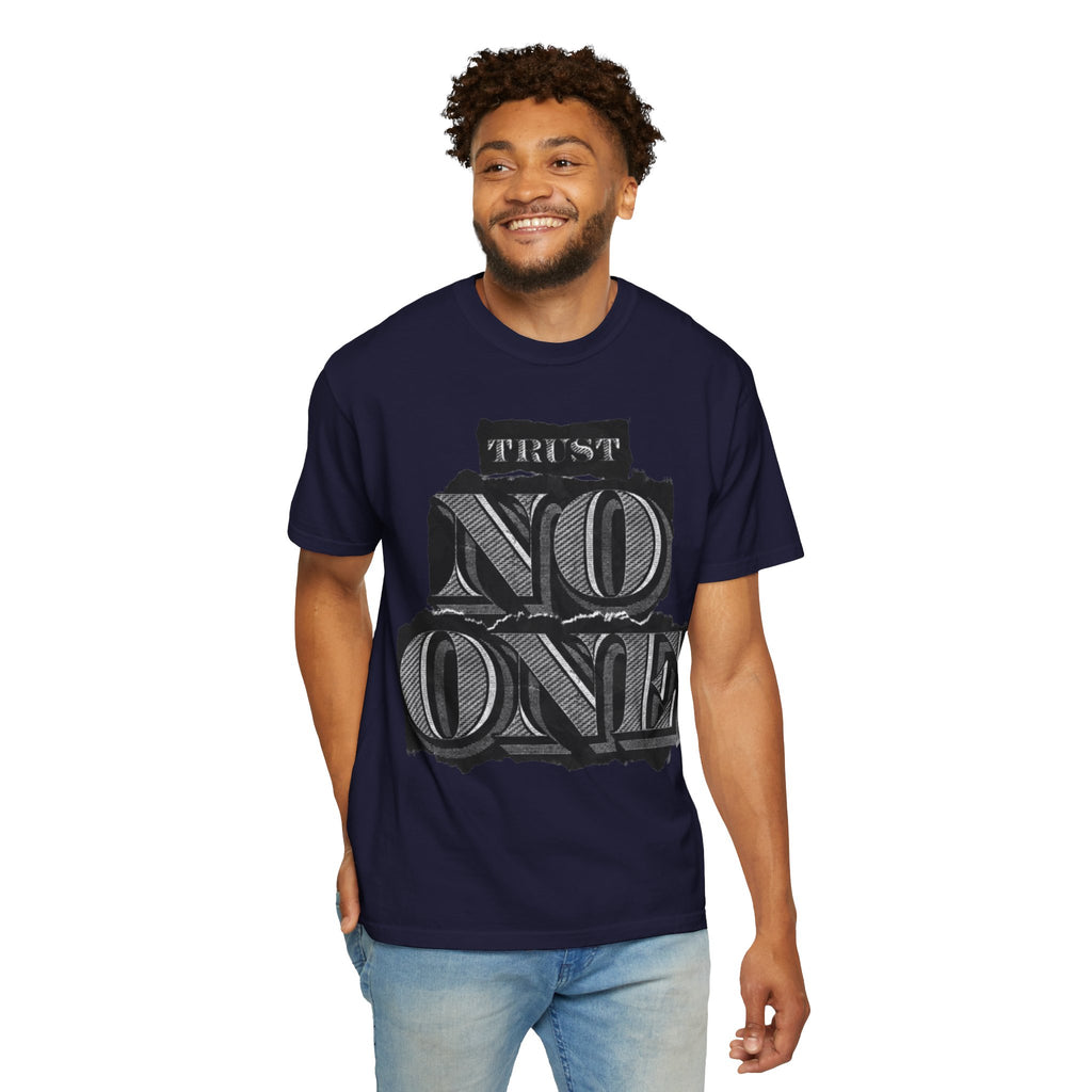 Trust No One T-Shirt — Vintage Block Letter Graphic Tee