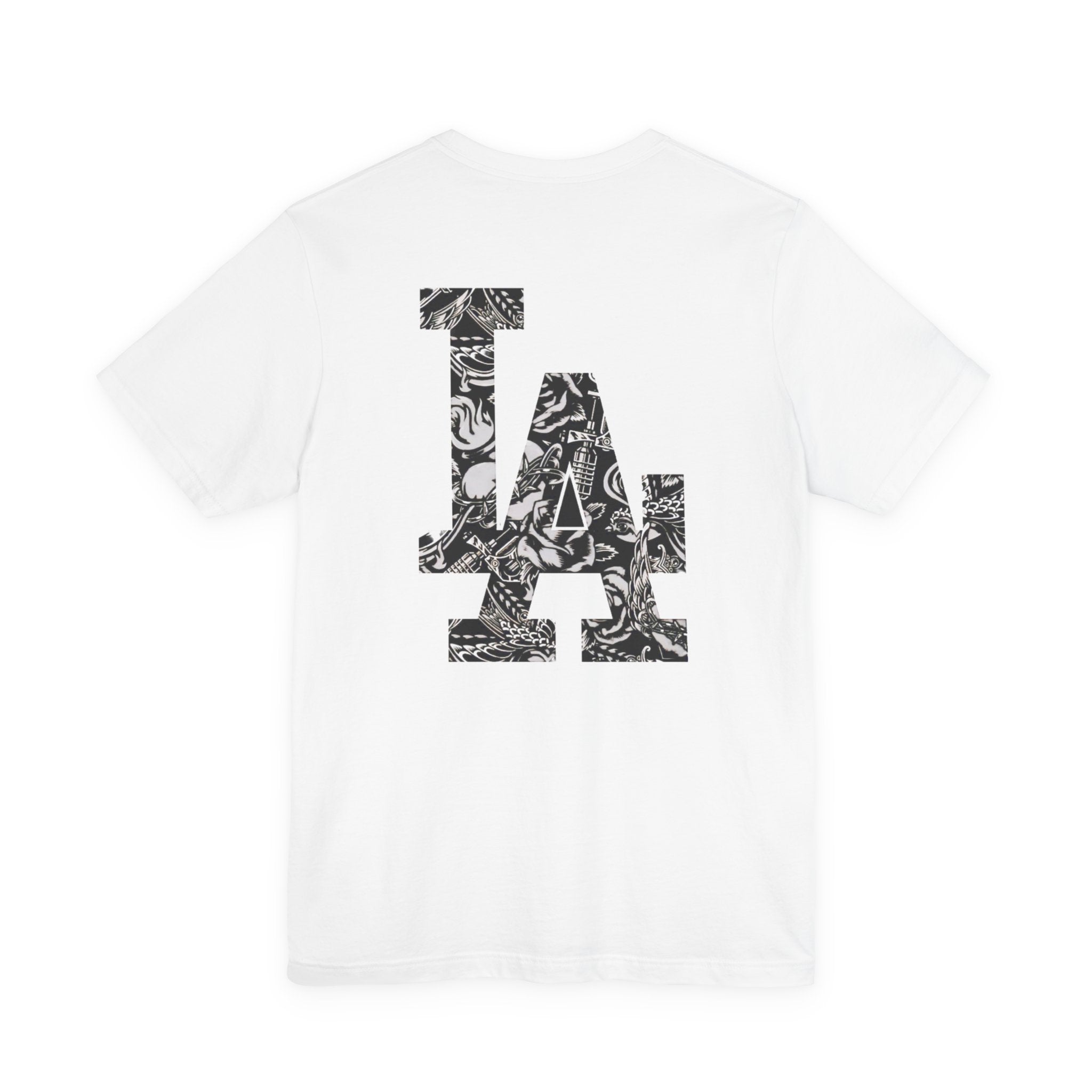 90s Hip Hop Group Illustration T-Shirt | LA Logo Back Print Tee