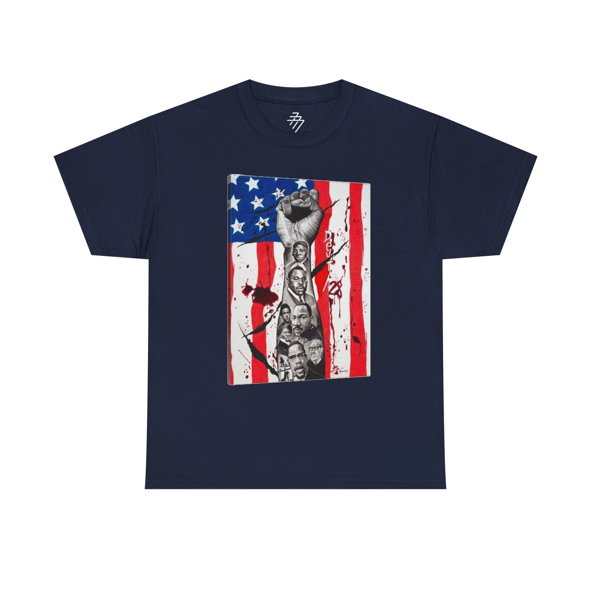 Patriotic Protest Raised Fist American Flag Graphic Tee