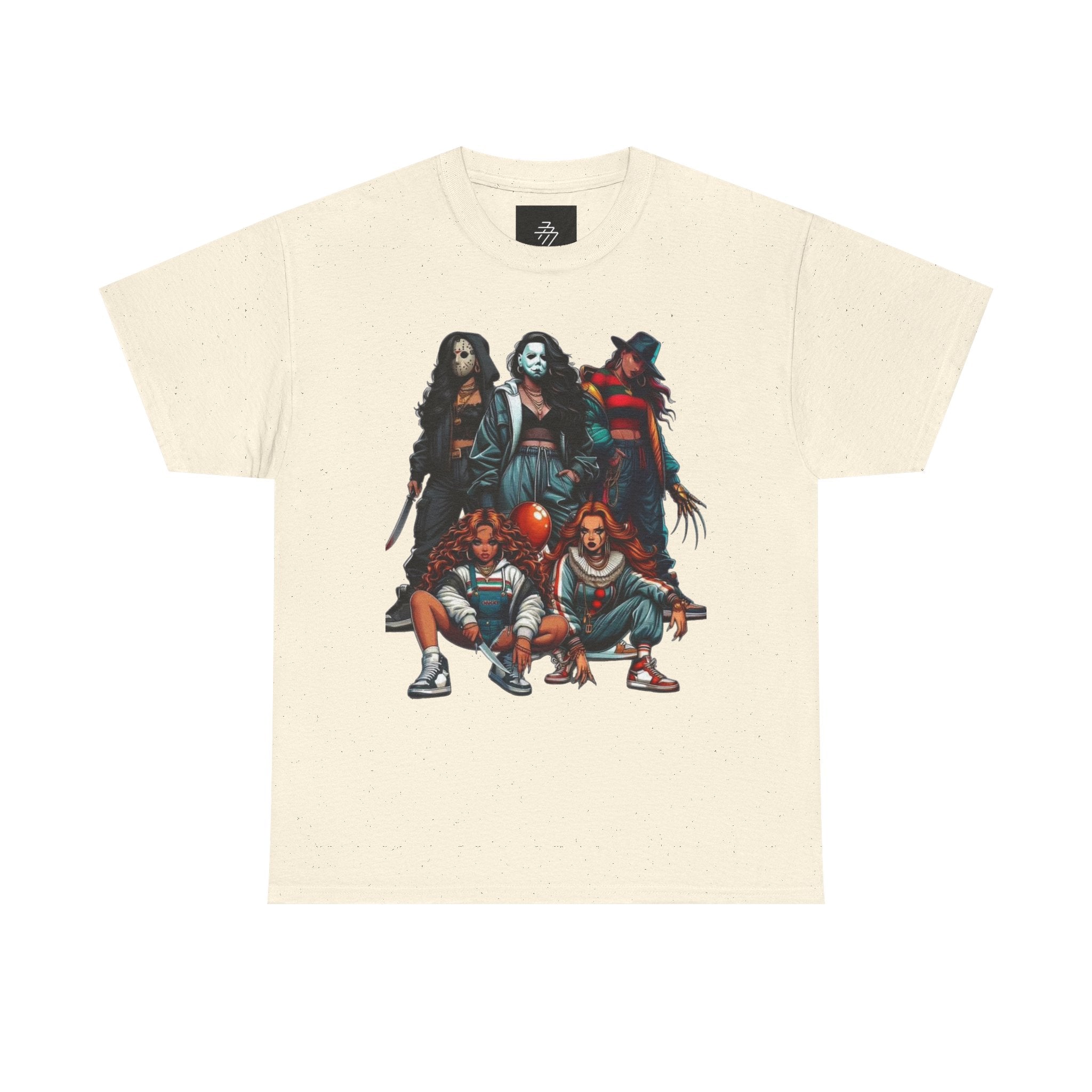 Horror Icons Squad Tee — Retro Slasher Movie Villains Graphic T-Shirt