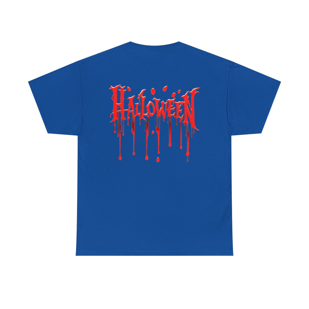 Halloween Dripping Blood Tee — Smoking Mask Horror Graphic T-Shirt