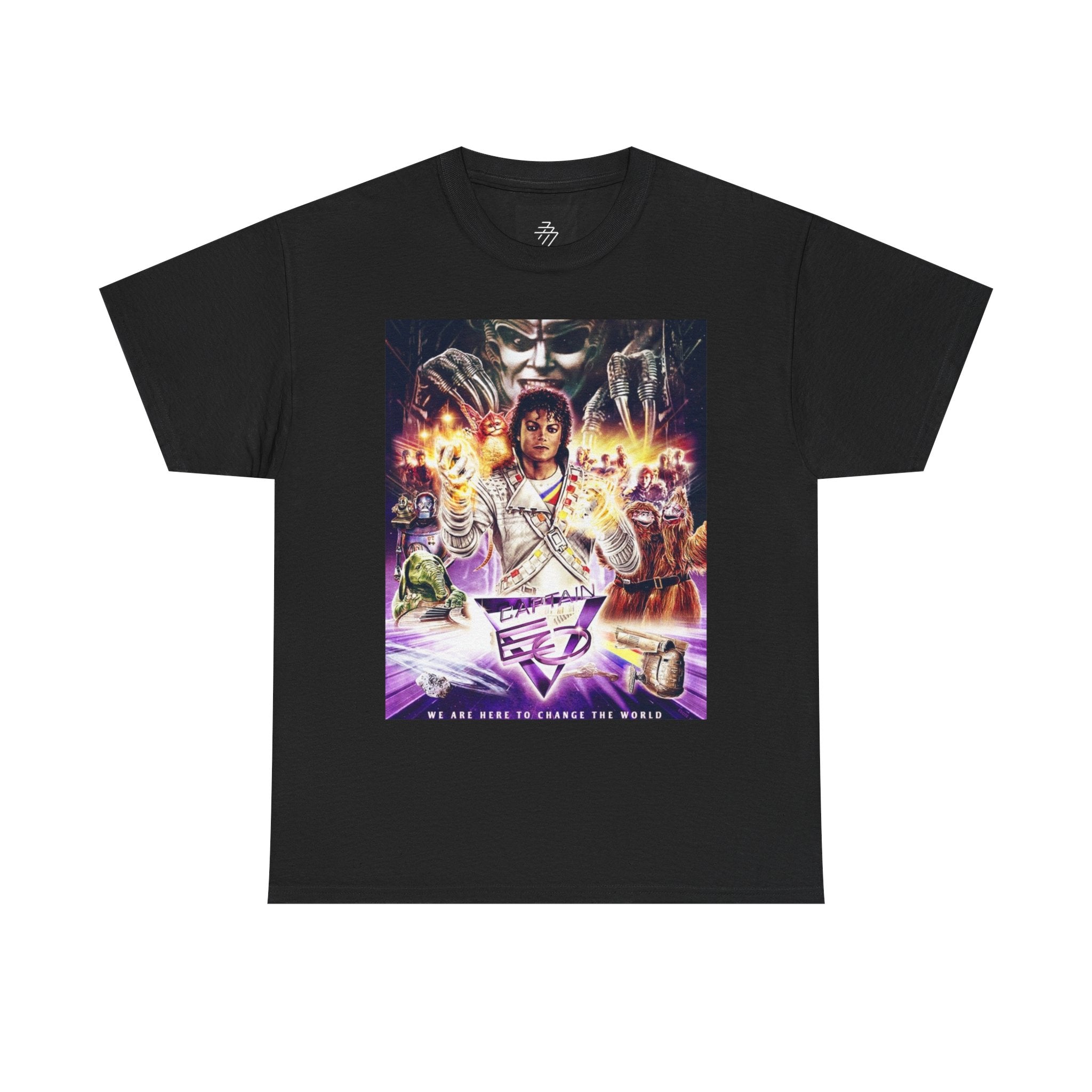 MJ Retro Sci‑Fi Movie Poster Tee – Neon Cyber Adventure Graphic T-Shirt