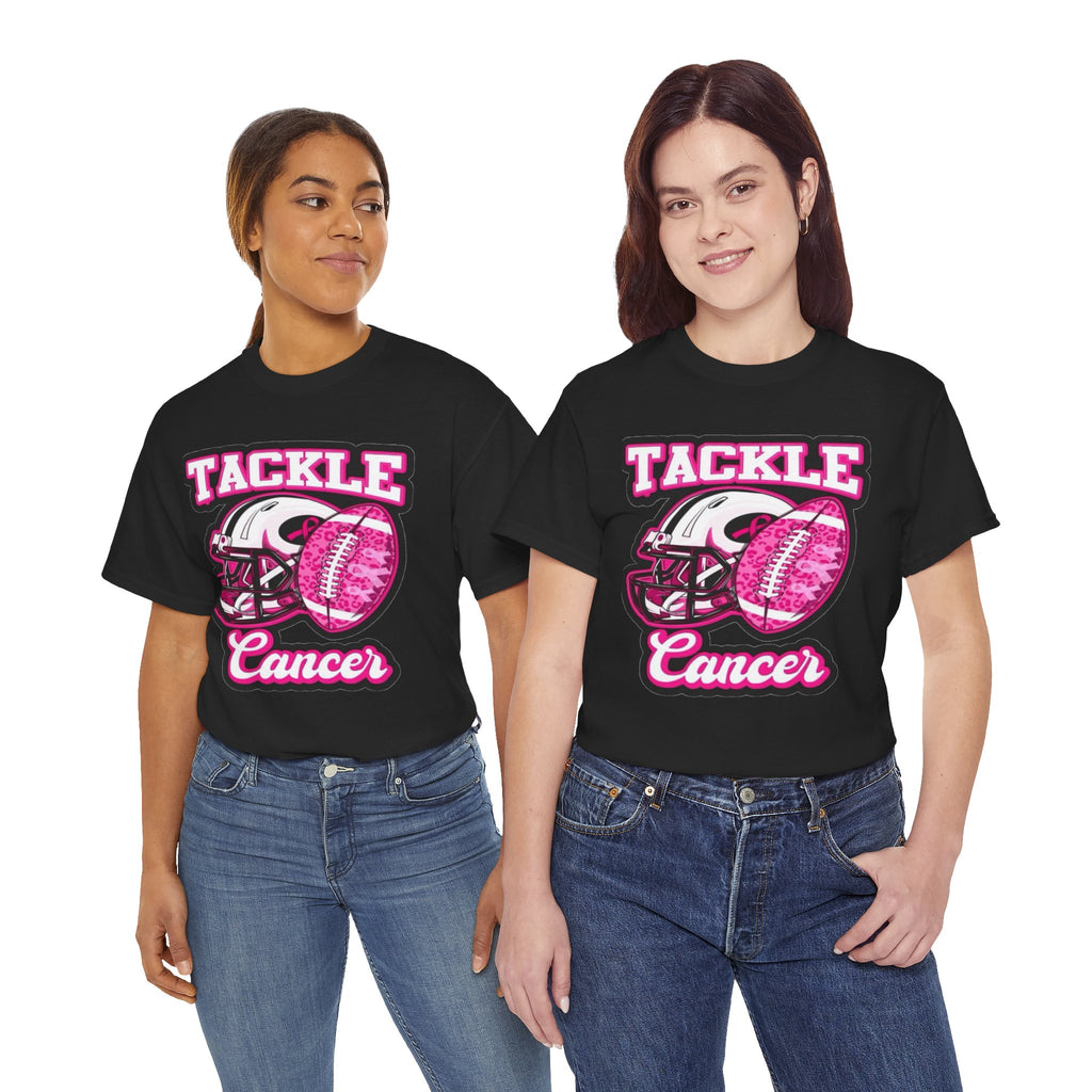 "Tackle Cancer" Pink Football Helmet & Ball Awareness Tee