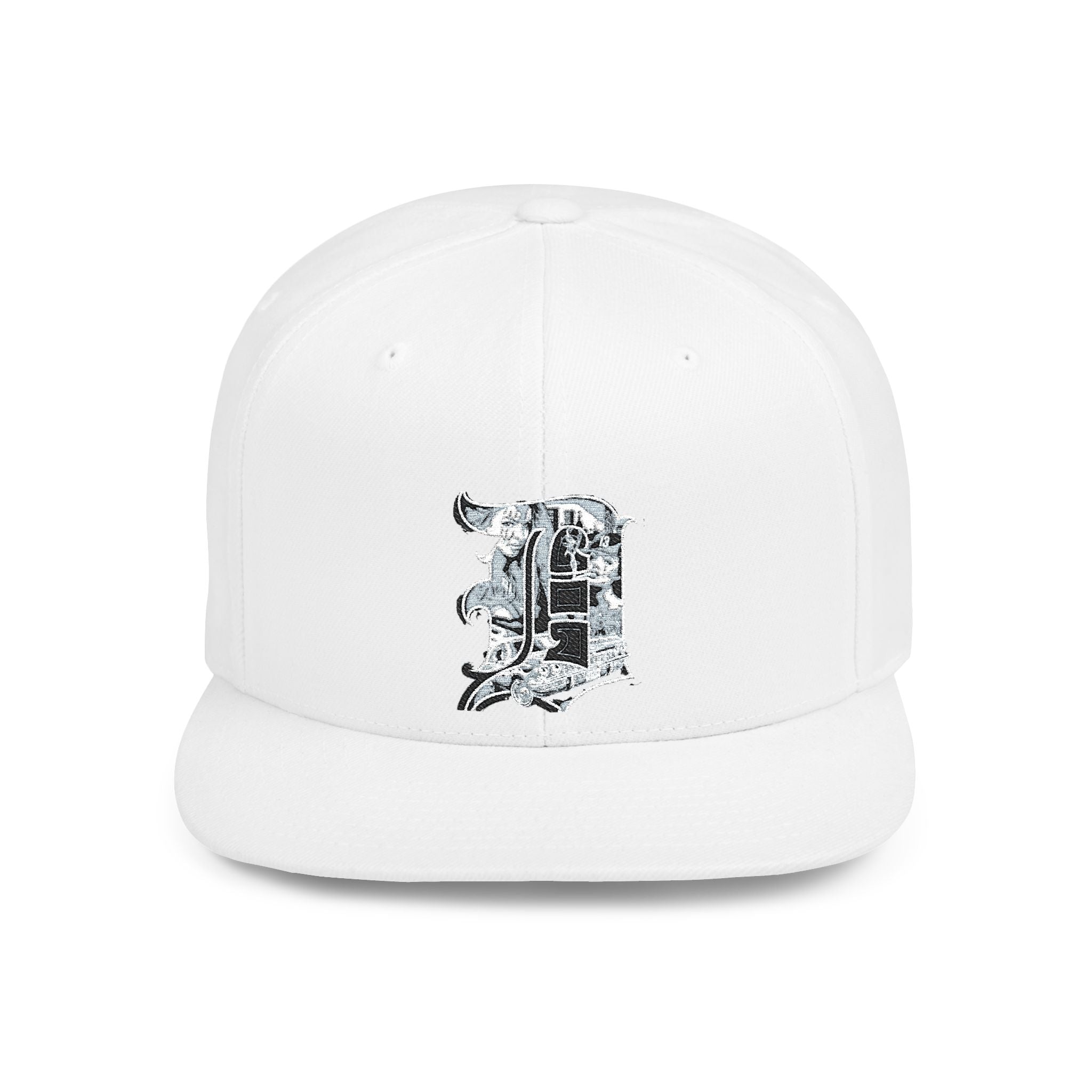 Detroit D Chrome Letter Flat Bill Snapback | Silver Letter D Hat