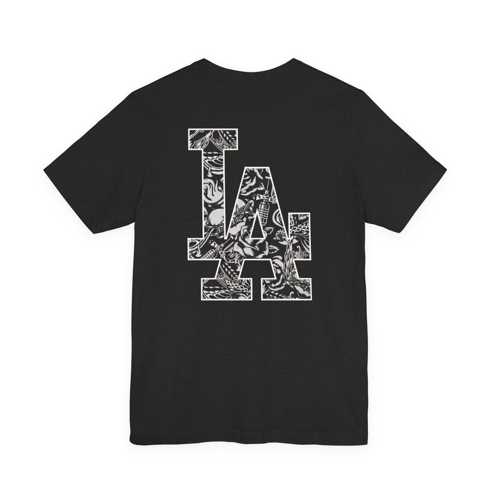 90s Hip Hop Group Illustration T-Shirt | LA Logo Back Print Tee