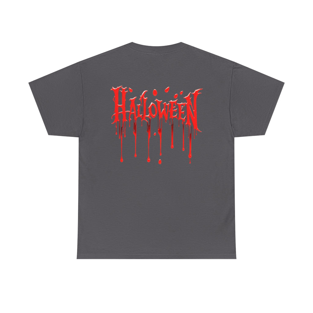 Halloween Dripping Blood Tee — Smoking Mask Horror Graphic T-Shirt
