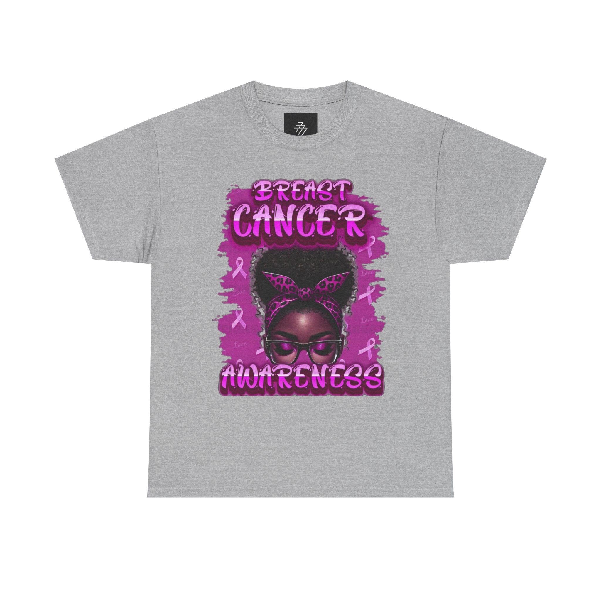 Breast Cancer Awareness Pink Ribbon Afro Girl Graphic T-Shirt