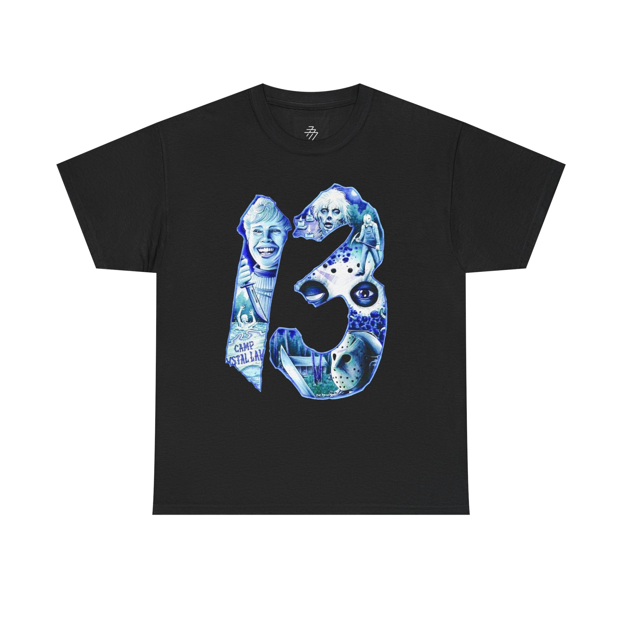 Friday The 13TH Horror T-Shirt — Blue Vintage Creepy Portrait Graphic Tee