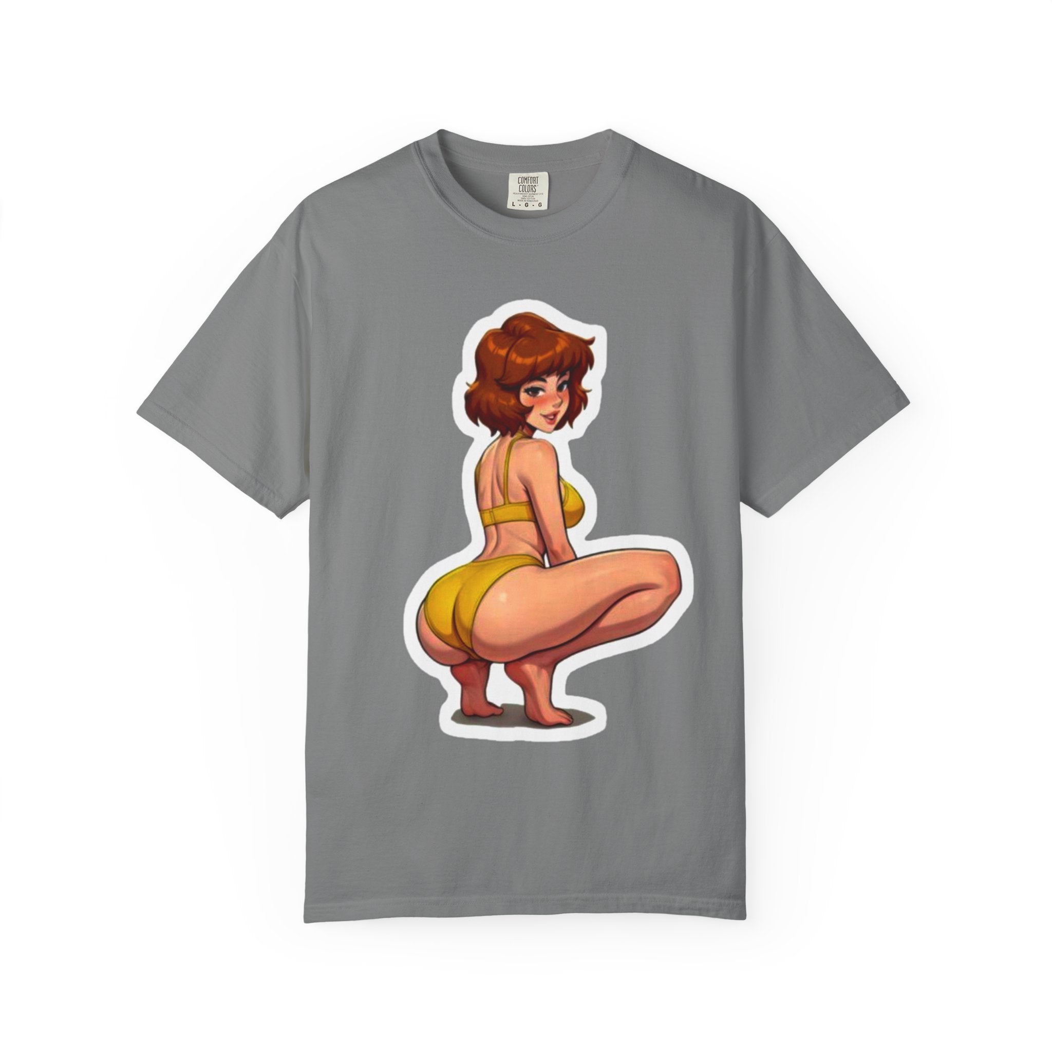 Pinup Girl Illustration T-shirt | Retro Bikini Squat Pose