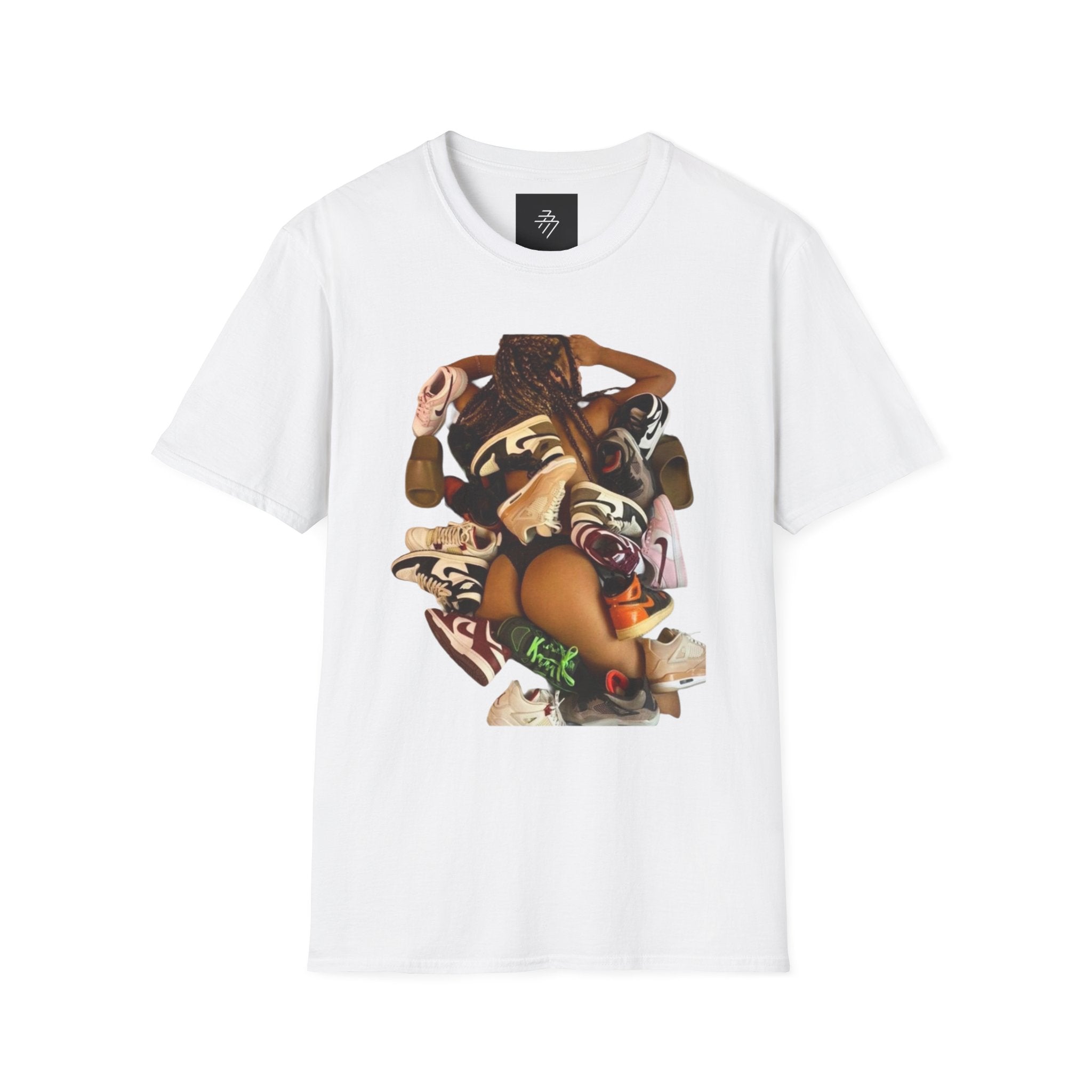 Woman Pile of Shoes T-Shirt | Vintage Shoe Collage Tee