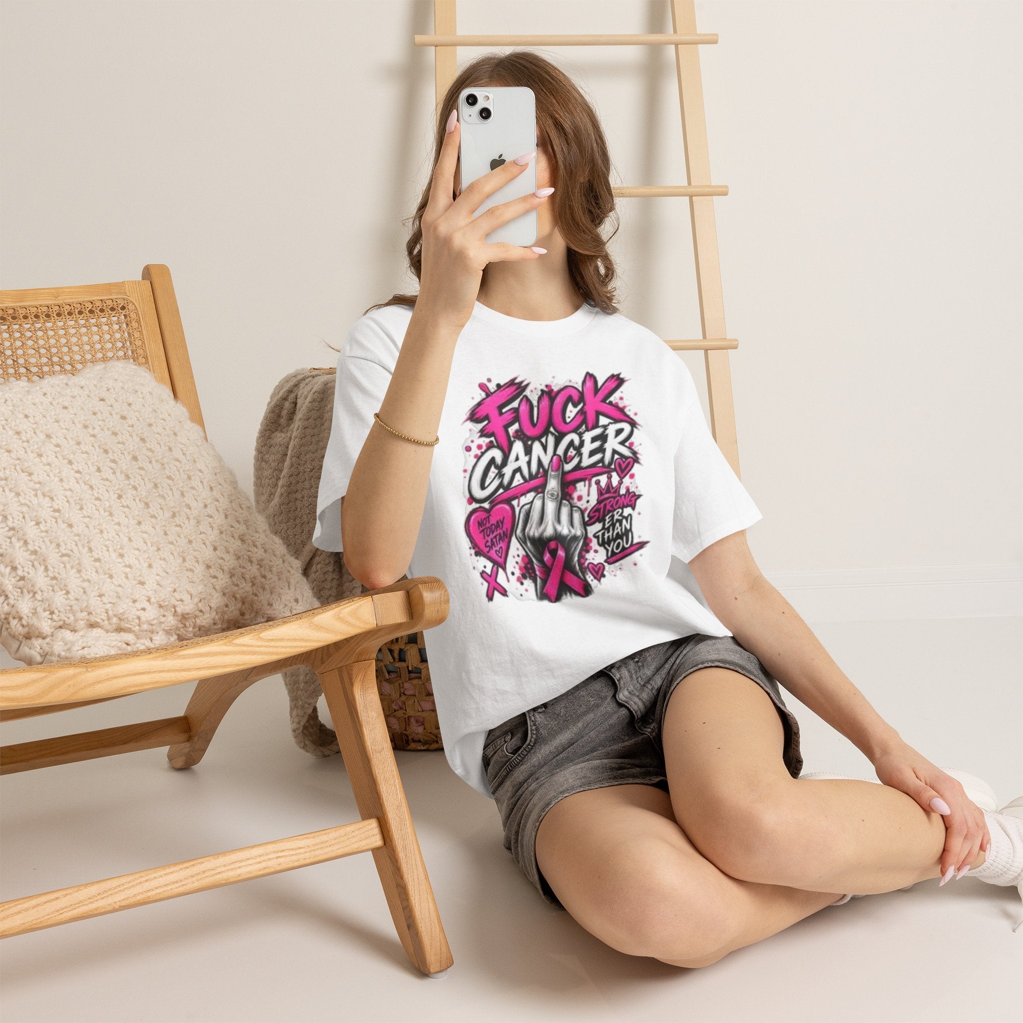 Fuck Cancer Bold Pink Ribbon Cancer Awareness Tee