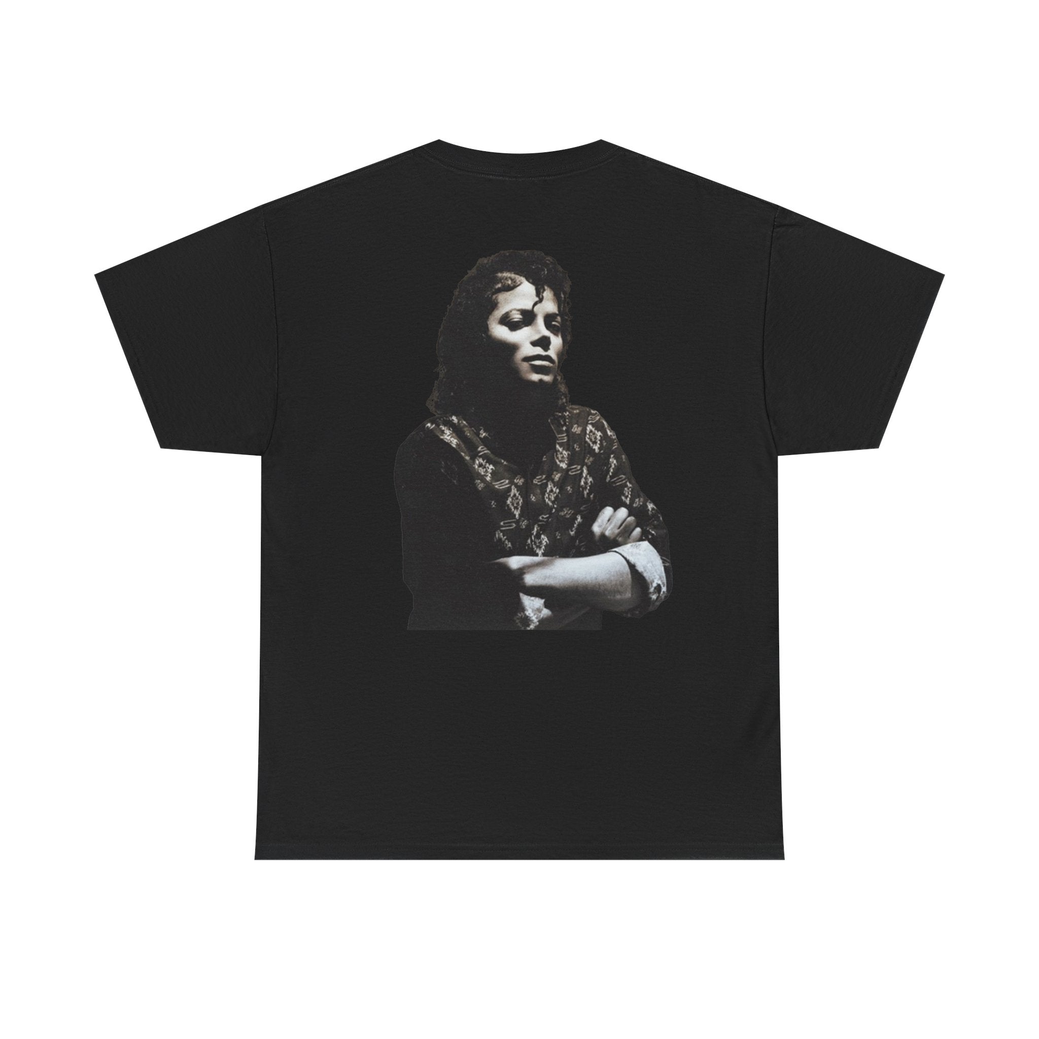 Who's Bad graffiti text Tee | Michael Jackson portrait back graphic tee
