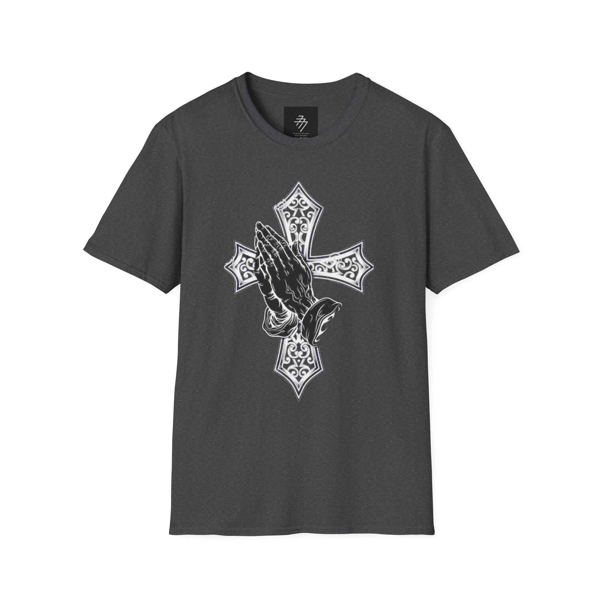 Praying Hands with Cross T-Shirt | Religious Faith Christian Design