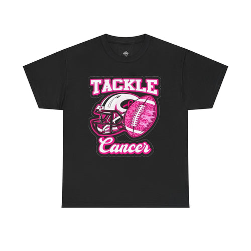 "Tackle Cancer" Pink Football Helmet & Ball Awareness Tee