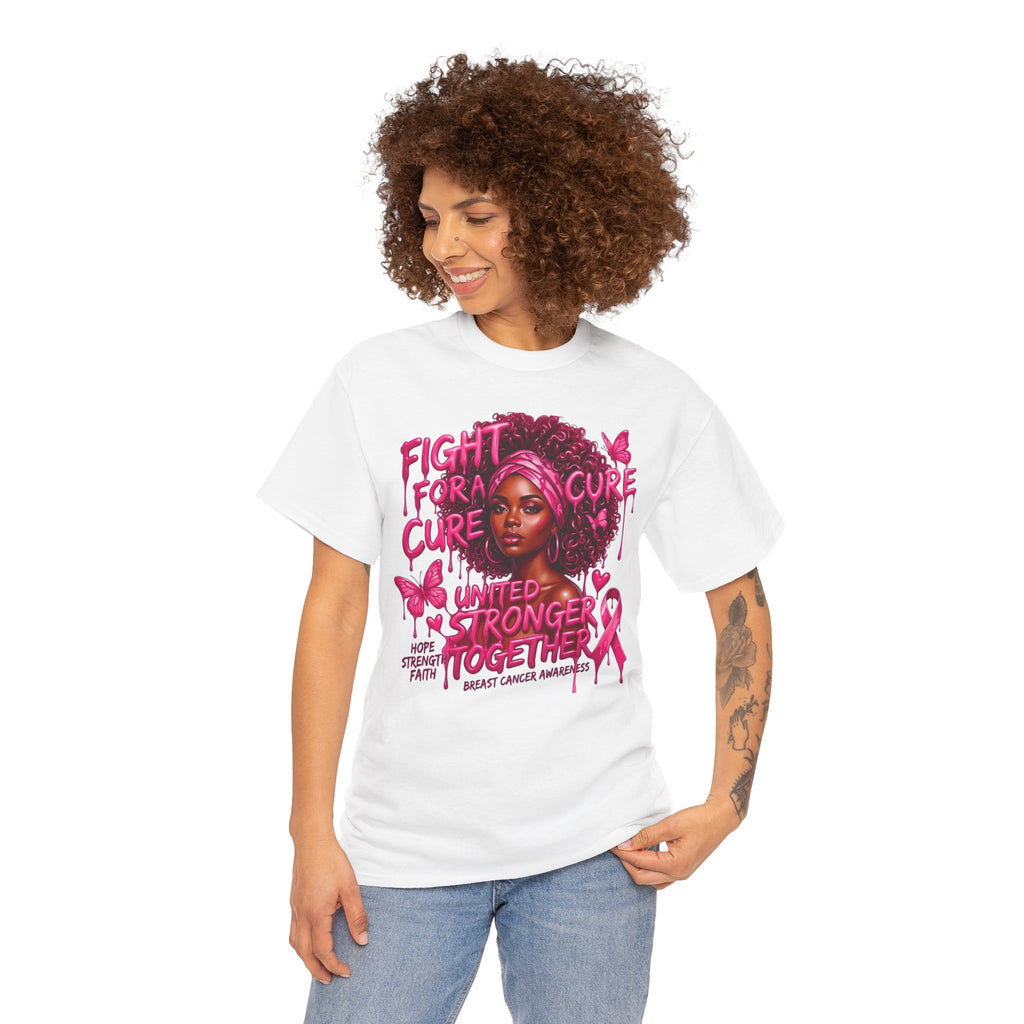 Breast Cancer Awareness Tee "Fight for a Cure" Pink Ribbon Graphic