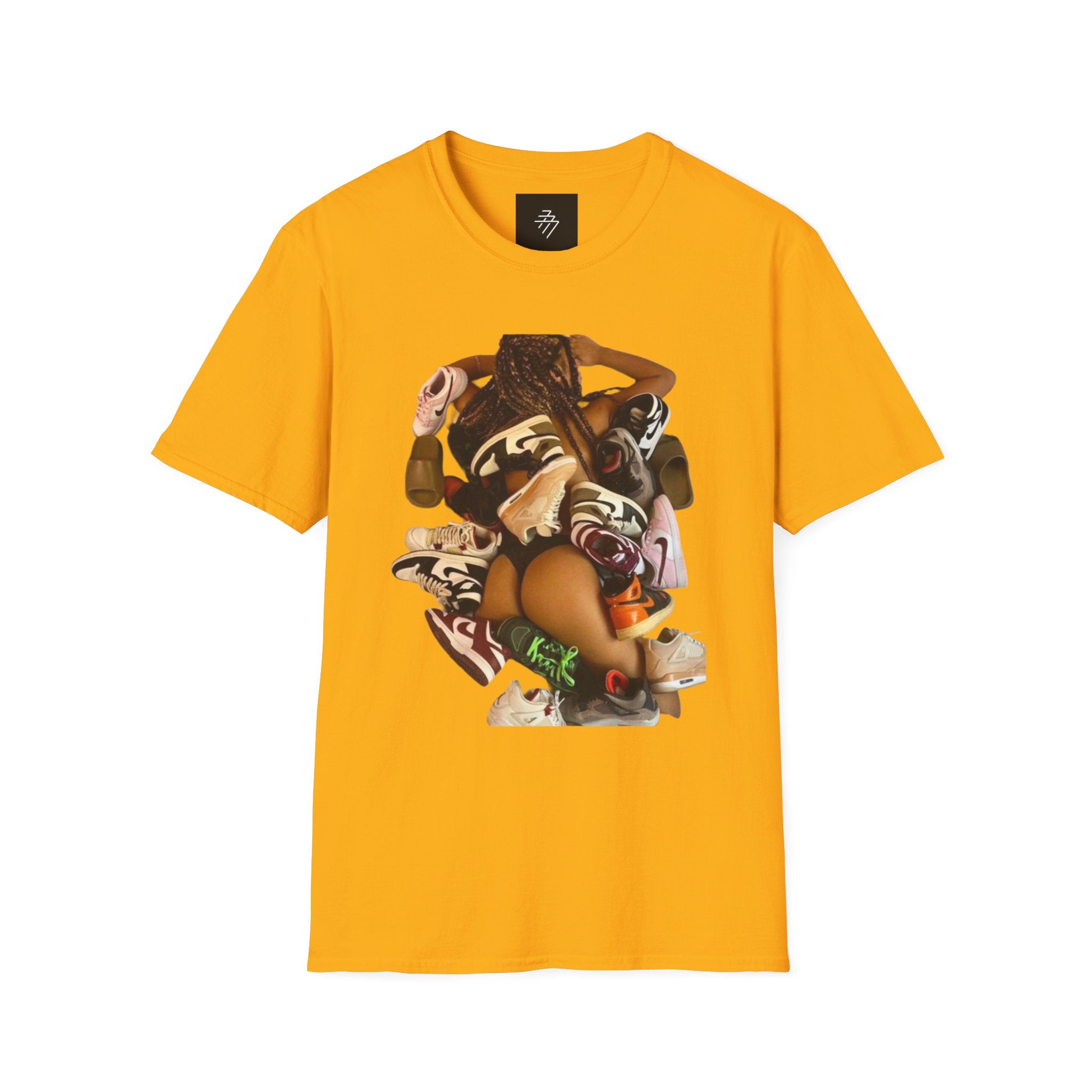 Woman Pile of Shoes T-Shirt | Vintage Shoe Collage Tee