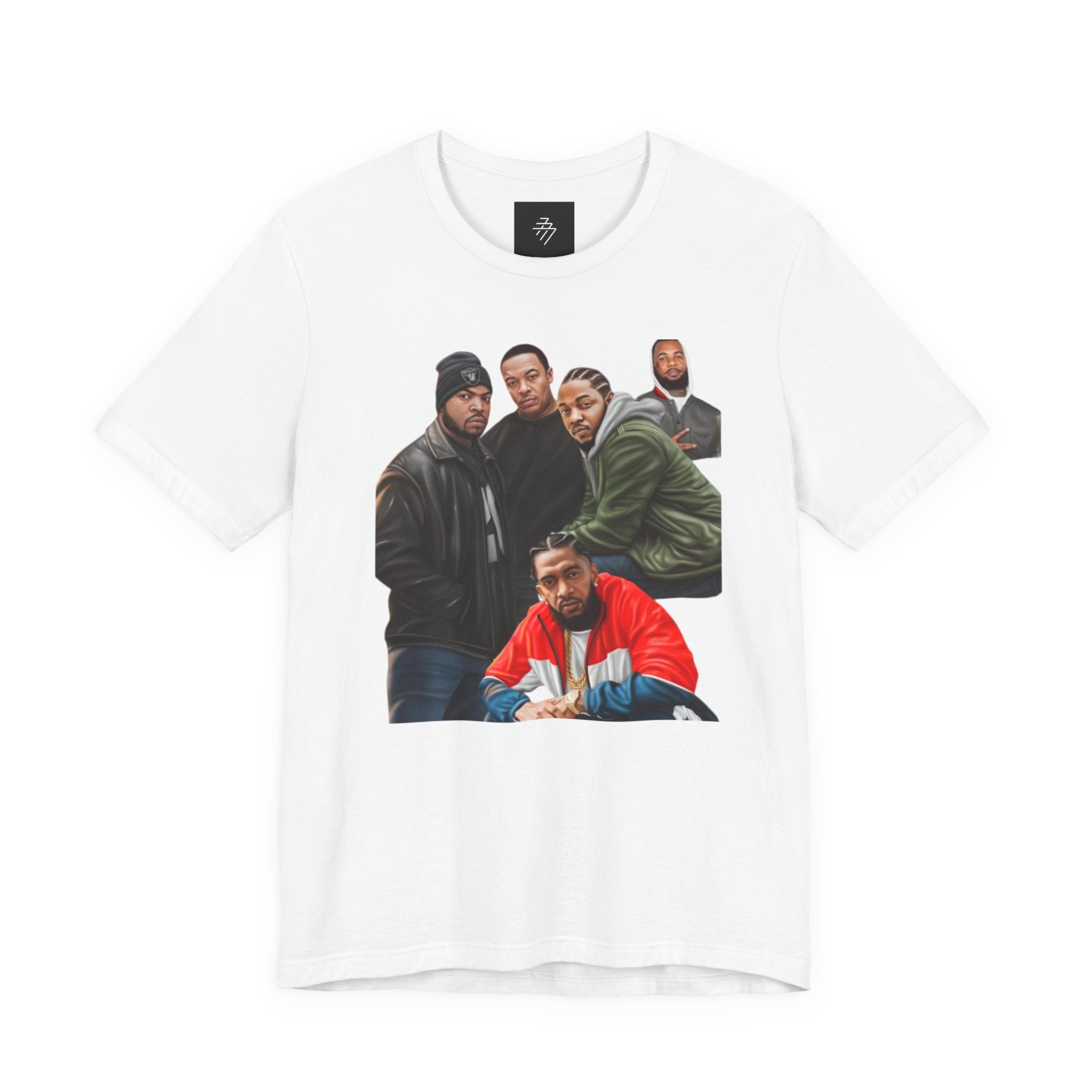 90s Hip Hop Group Illustration T-Shirt | LA Logo Back Print Tee