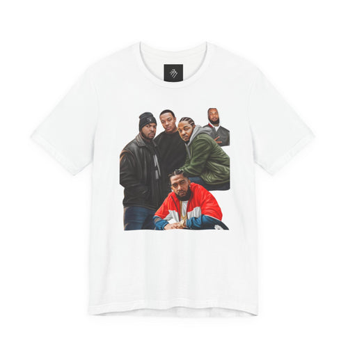 90s Hip Hop Group Illustration T-Shirt | LA Logo Back Print Tee