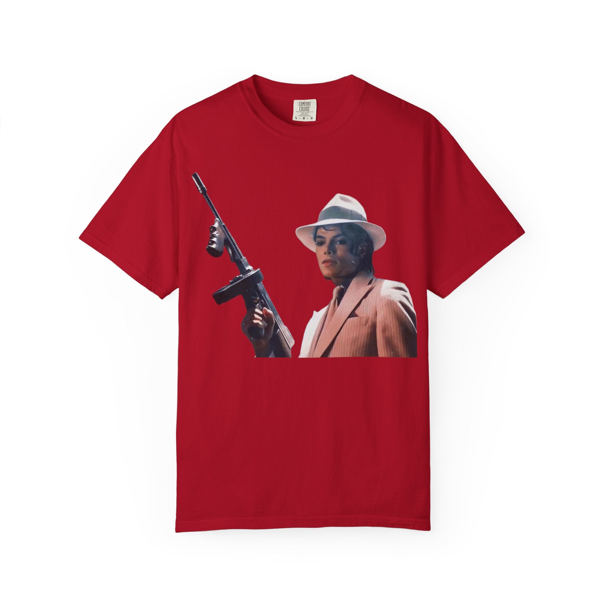Vintage Gangster Portrait T-Shirt | Retro Typewriter Tommy Gun Photo
