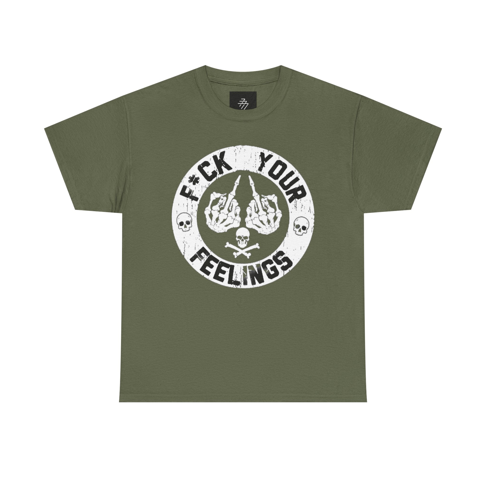 F*ck Your Feelings Graphic Tee — Punk Skull Crossed Hands Shirt