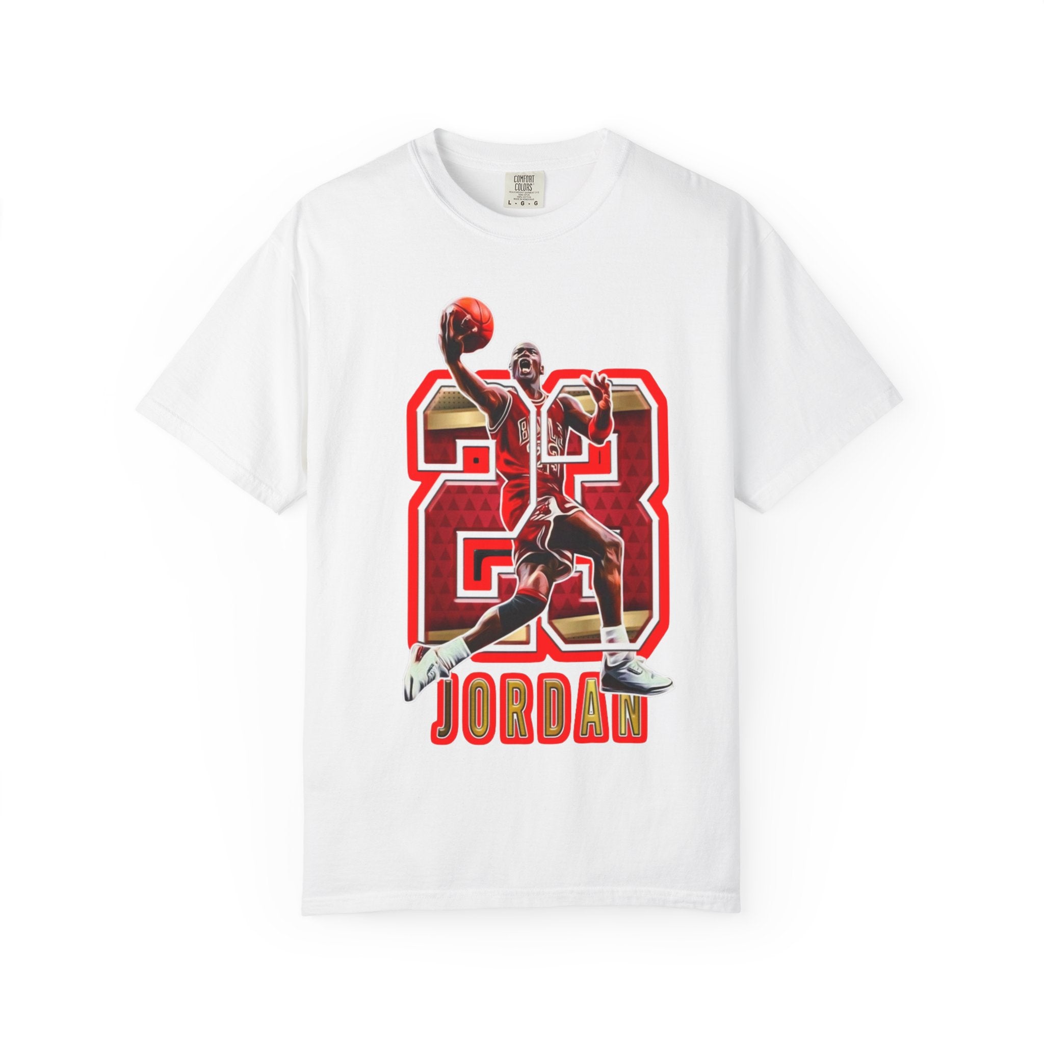 MJ #23 Basketball Jump Figure T-shirt | Retro Number 23 Jersey Style