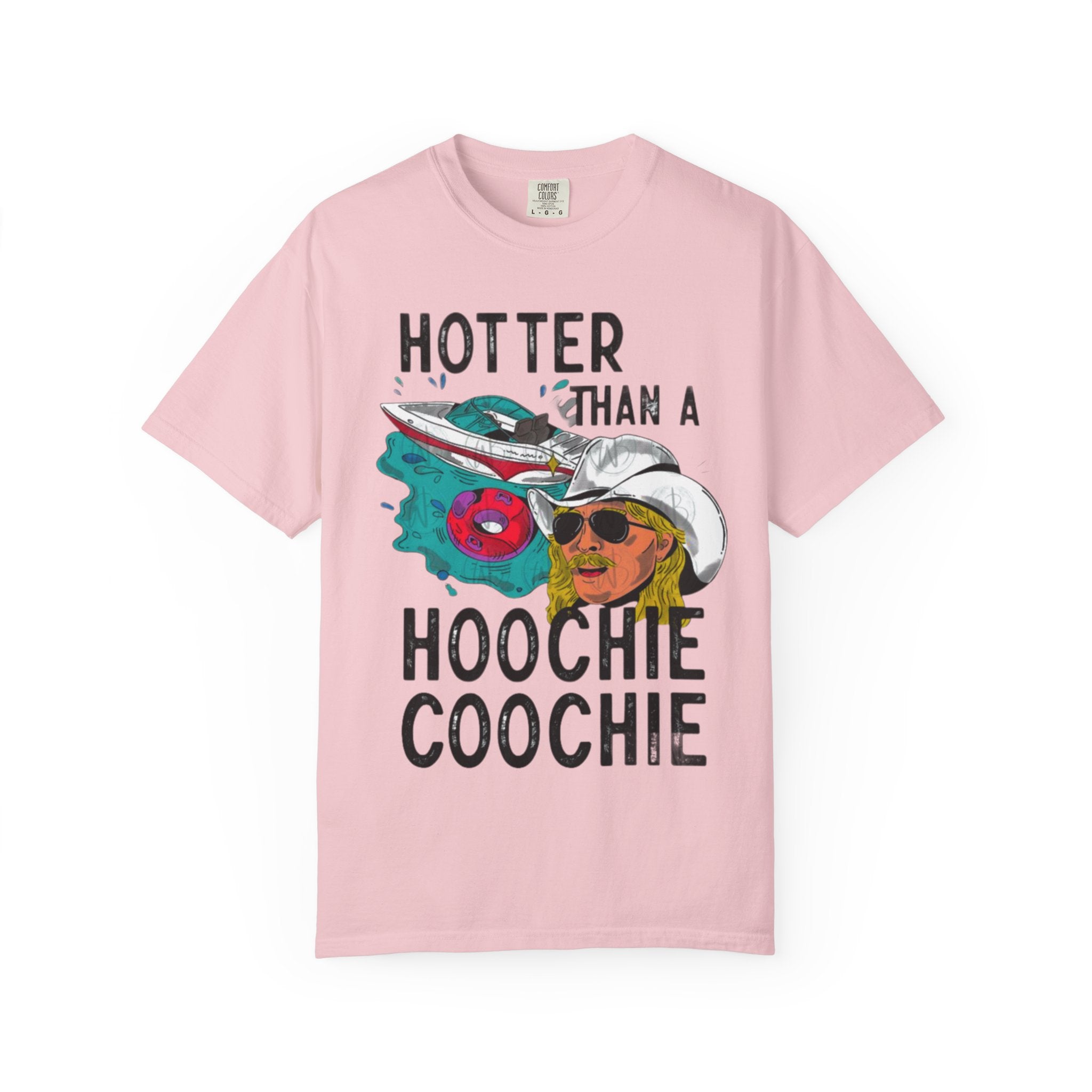 Hotter Than a Hoochie Coochie T-shirt | Retro Cowboy Illustration, Sunglasses & Roses