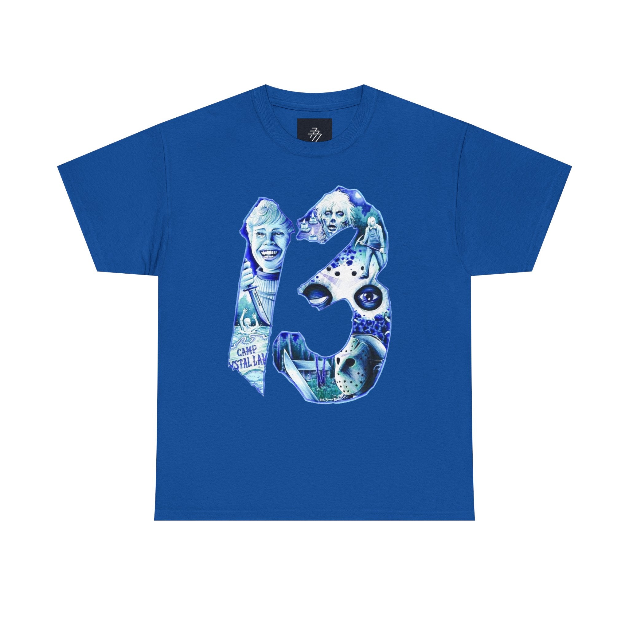 Friday The 13TH Horror T-Shirt — Blue Vintage Creepy Portrait Graphic Tee