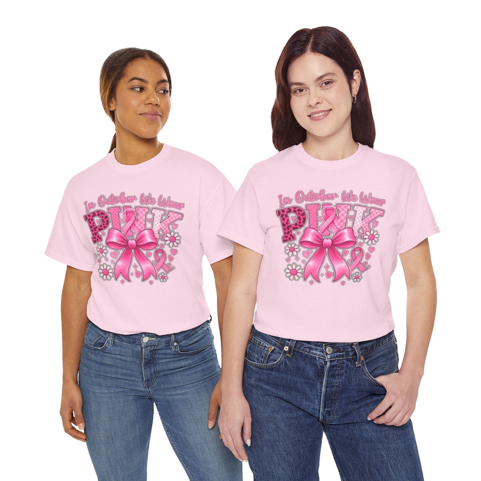 Breast Cancer Awareness In October We Wear Pink' Ribbon Floral T-Shirt