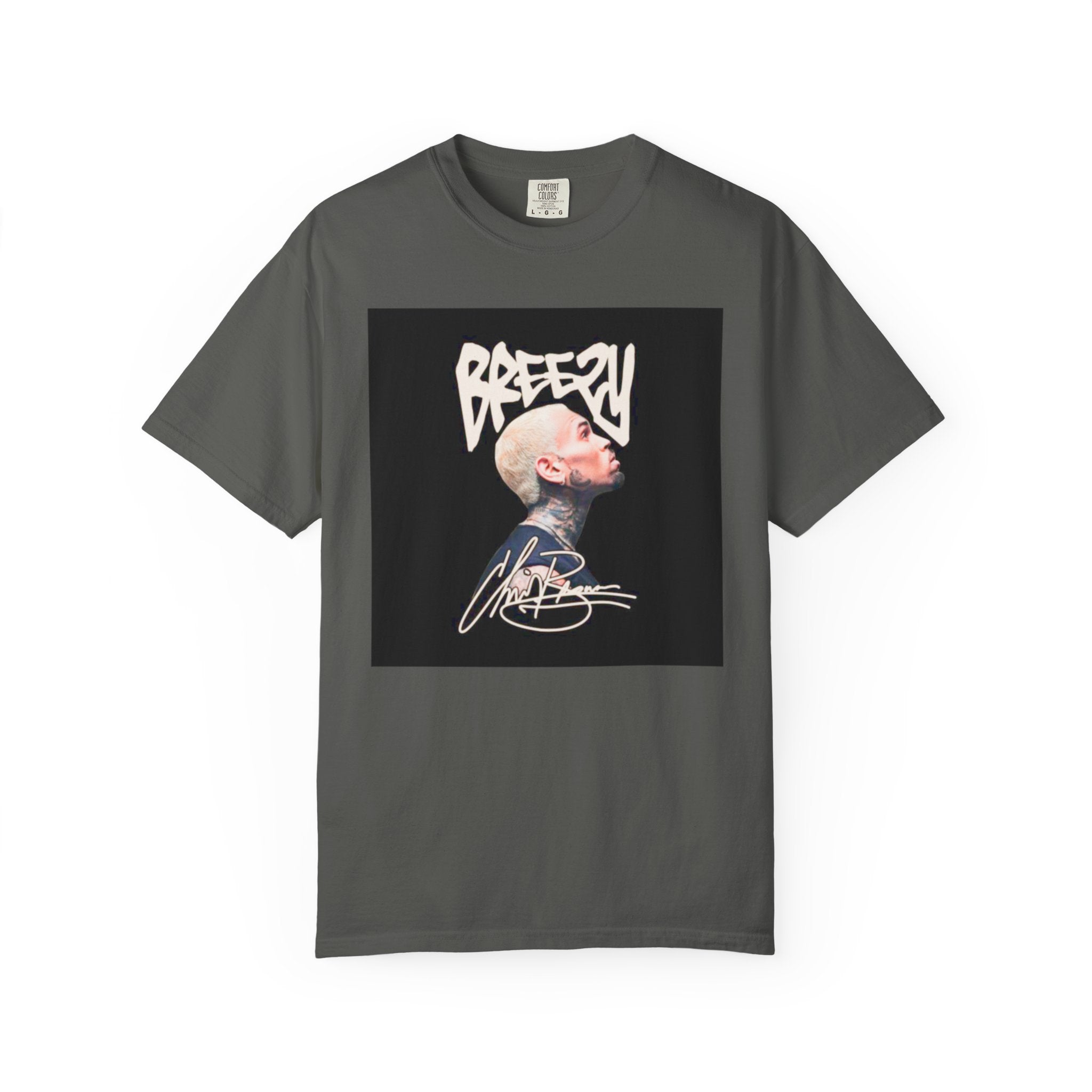 CB Graffiti Portrait T-shirt | Side Profile Photo Print, Back Microphone & Bandana Art