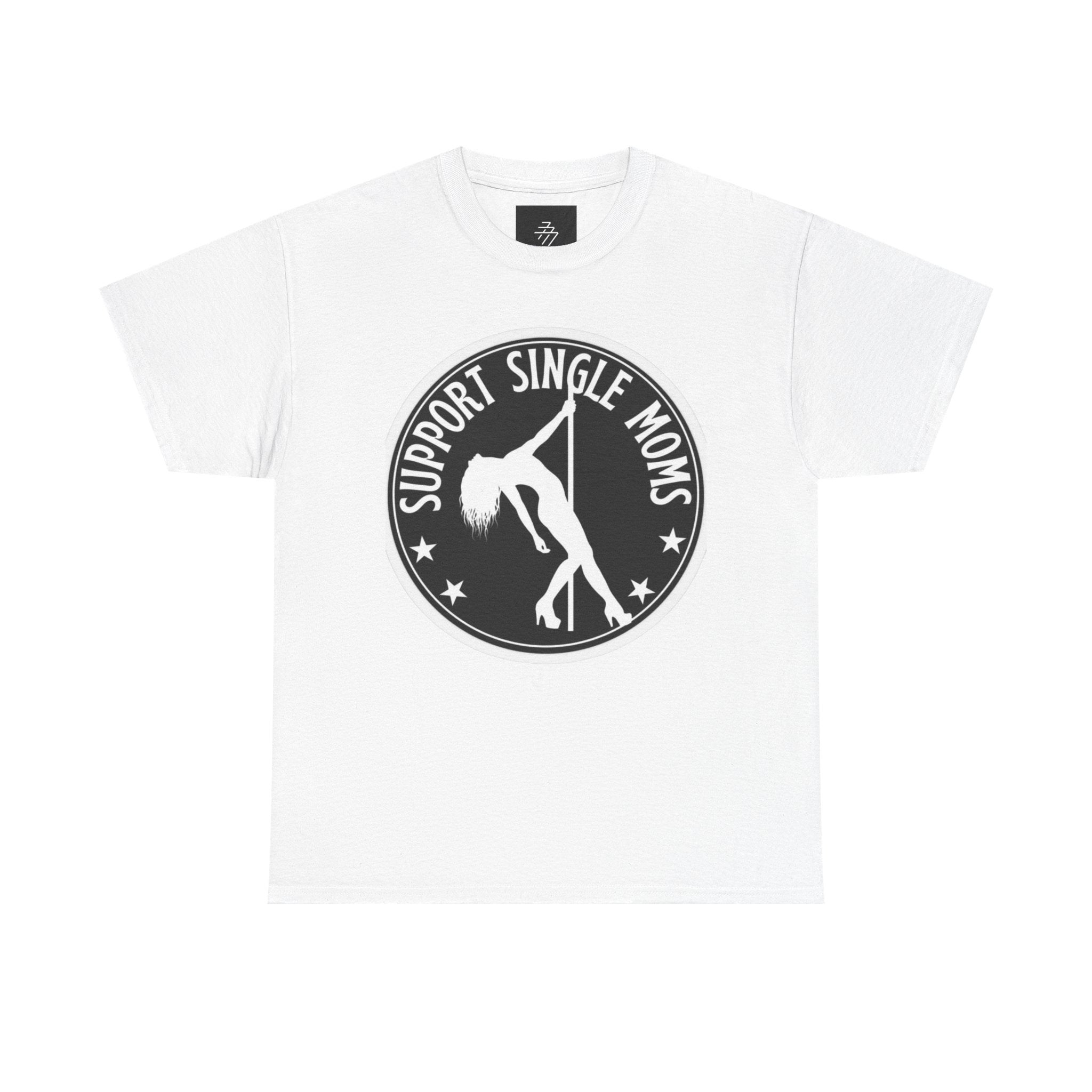 Support Single Moms Tee - Retro Pole Dancer Circle Logo T-Shirt