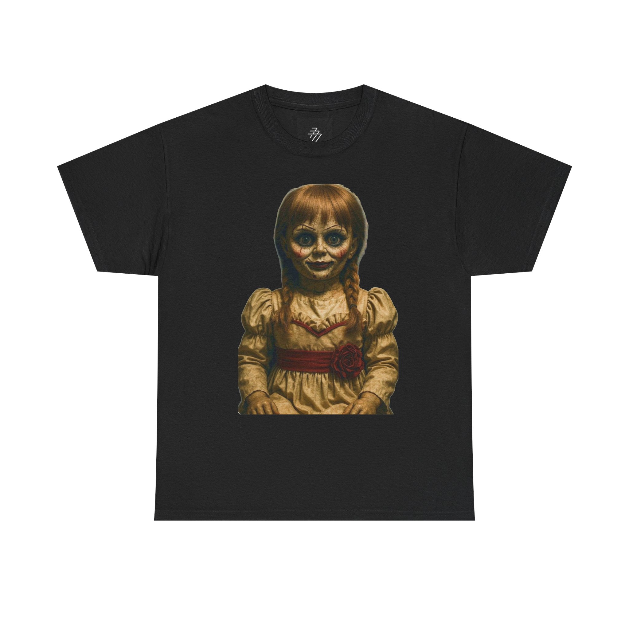 Horror Doll Graphic Tee — Vintage Annabelle-Style Scary Doll T-Shirt