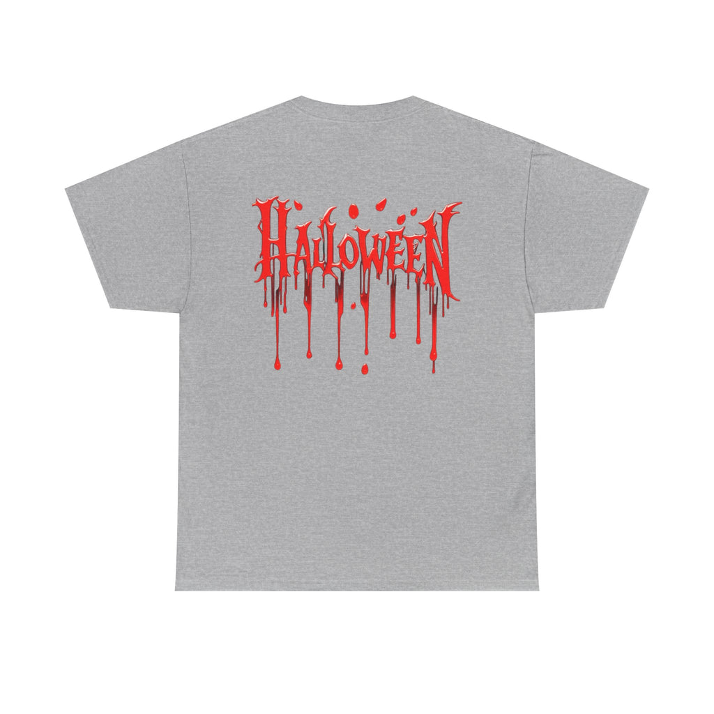 Halloween Dripping Blood Tee — Smoking Mask Horror Graphic T-Shirt