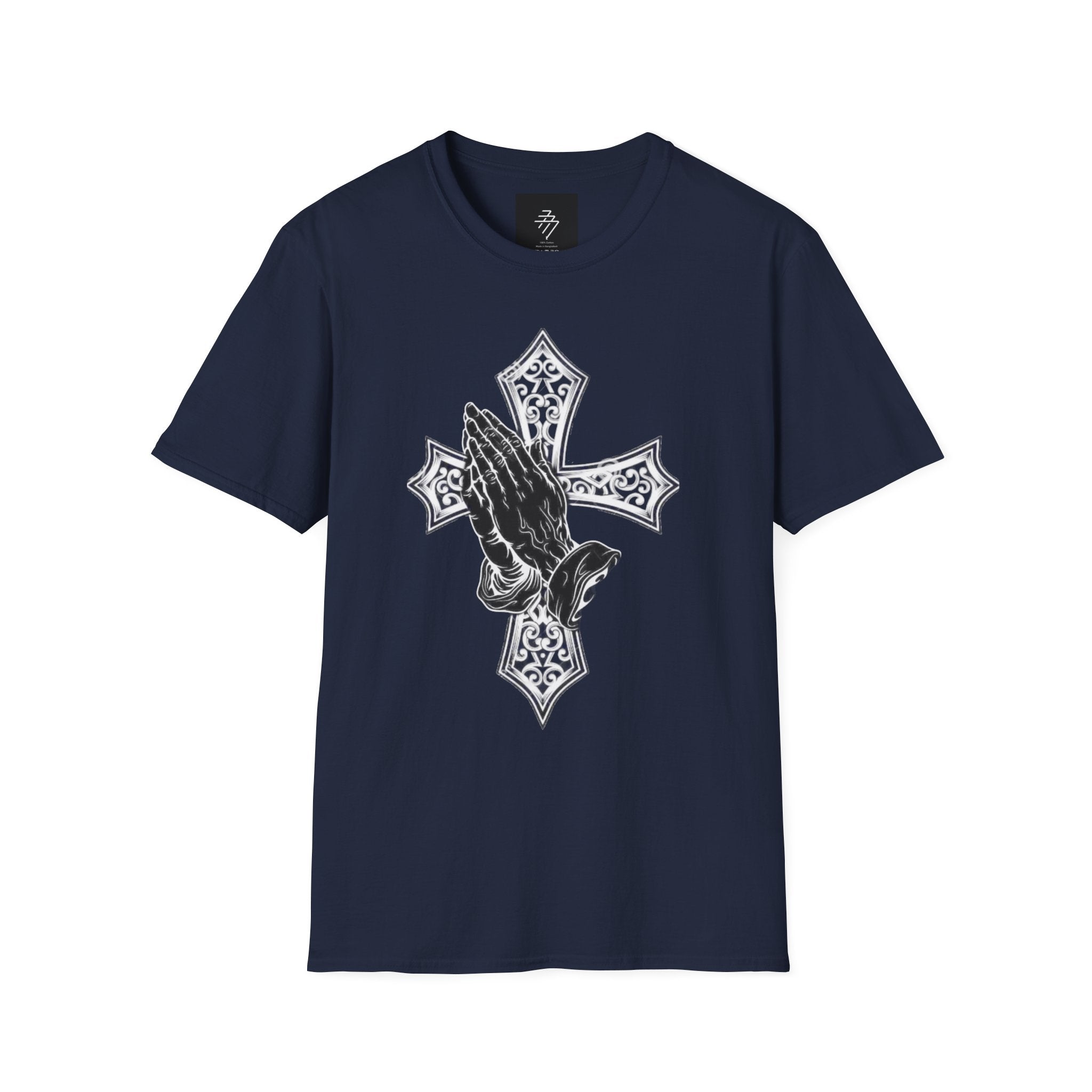 Praying Hands with Cross T-Shirt | Religious Faith Christian Design