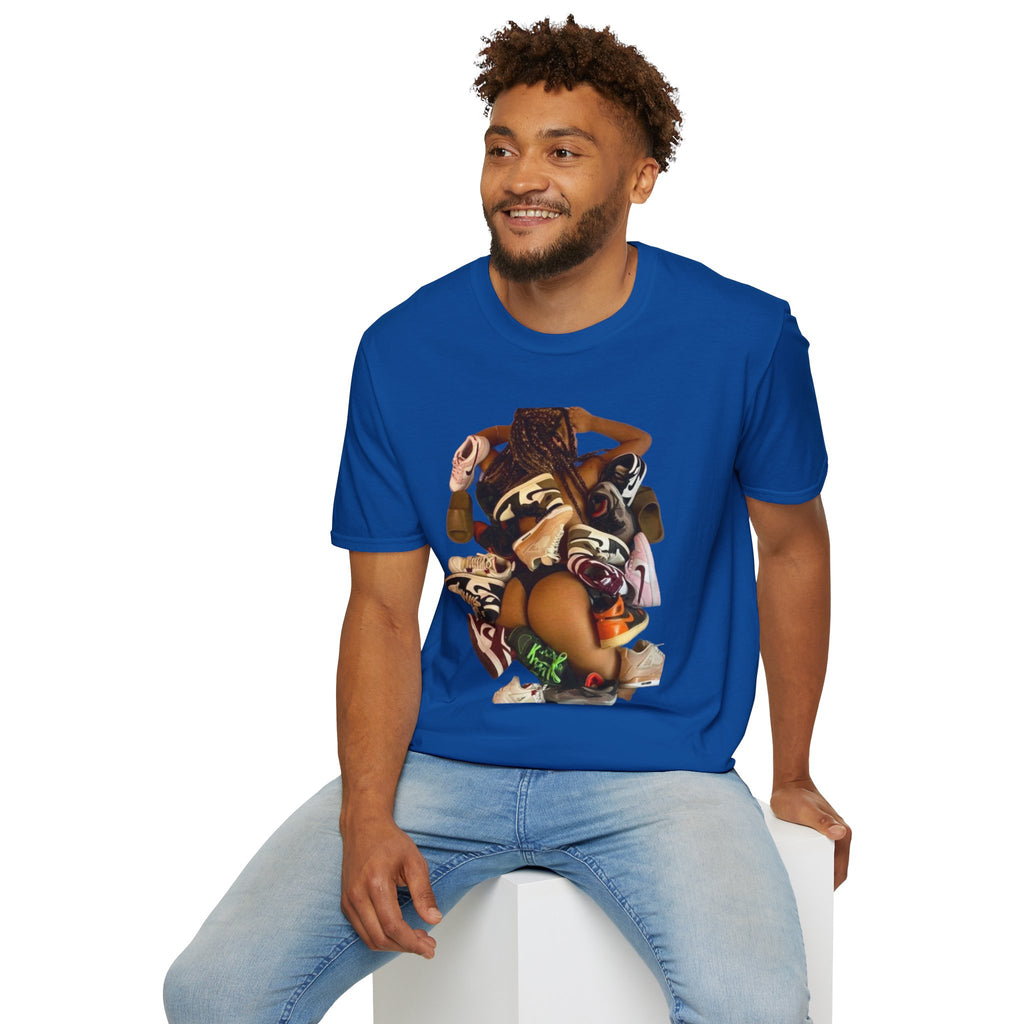 Woman Pile of Shoes T-Shirt | Vintage Shoe Collage Tee
