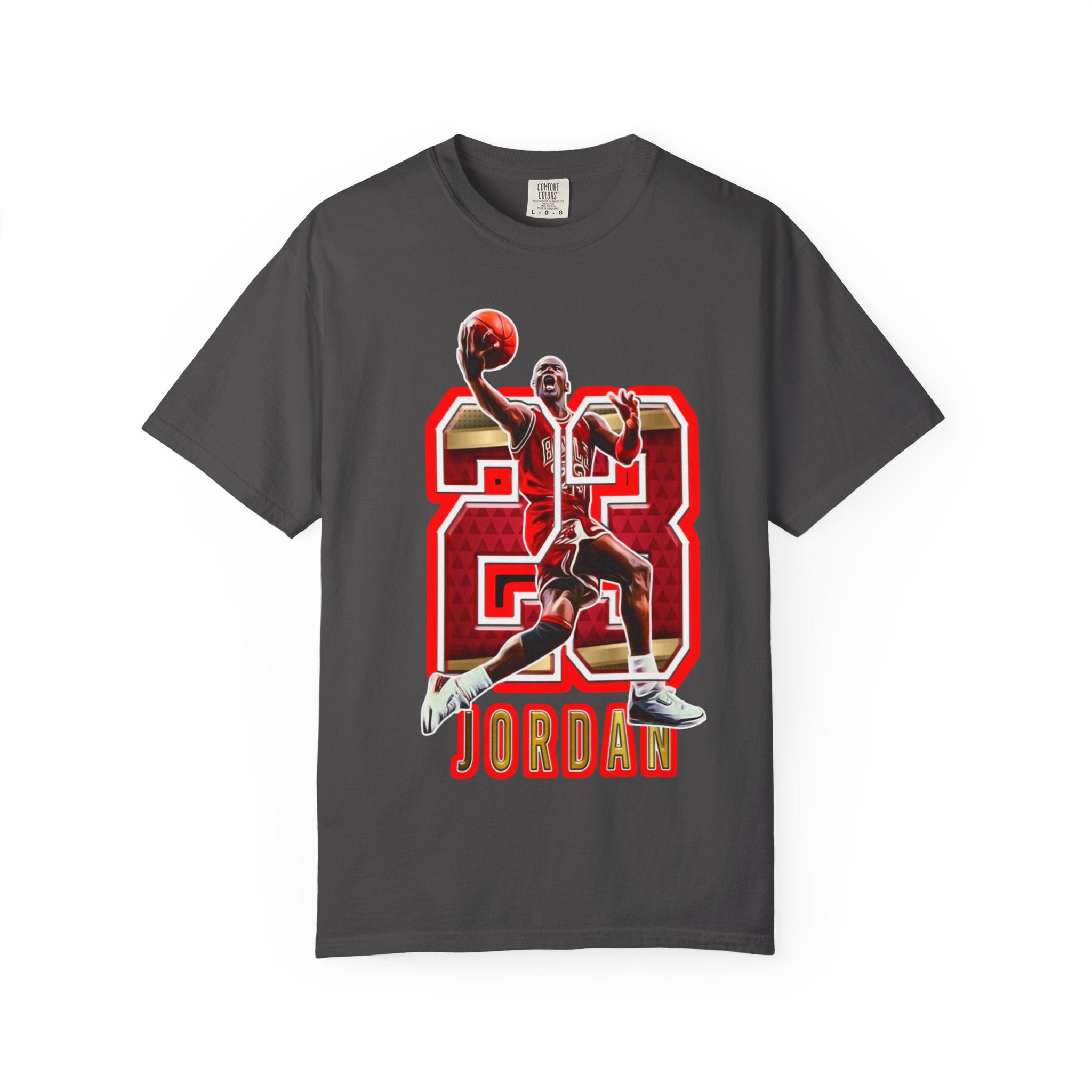 MJ #23 Basketball Jump Figure T-shirt | Retro Number 23 Jersey Style