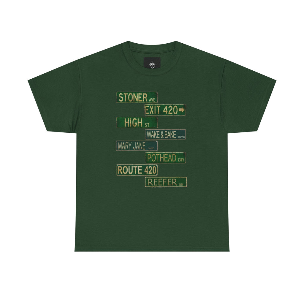 420 Road Signs Tee | Stoner High Pothead Route 420 T-Shirt
