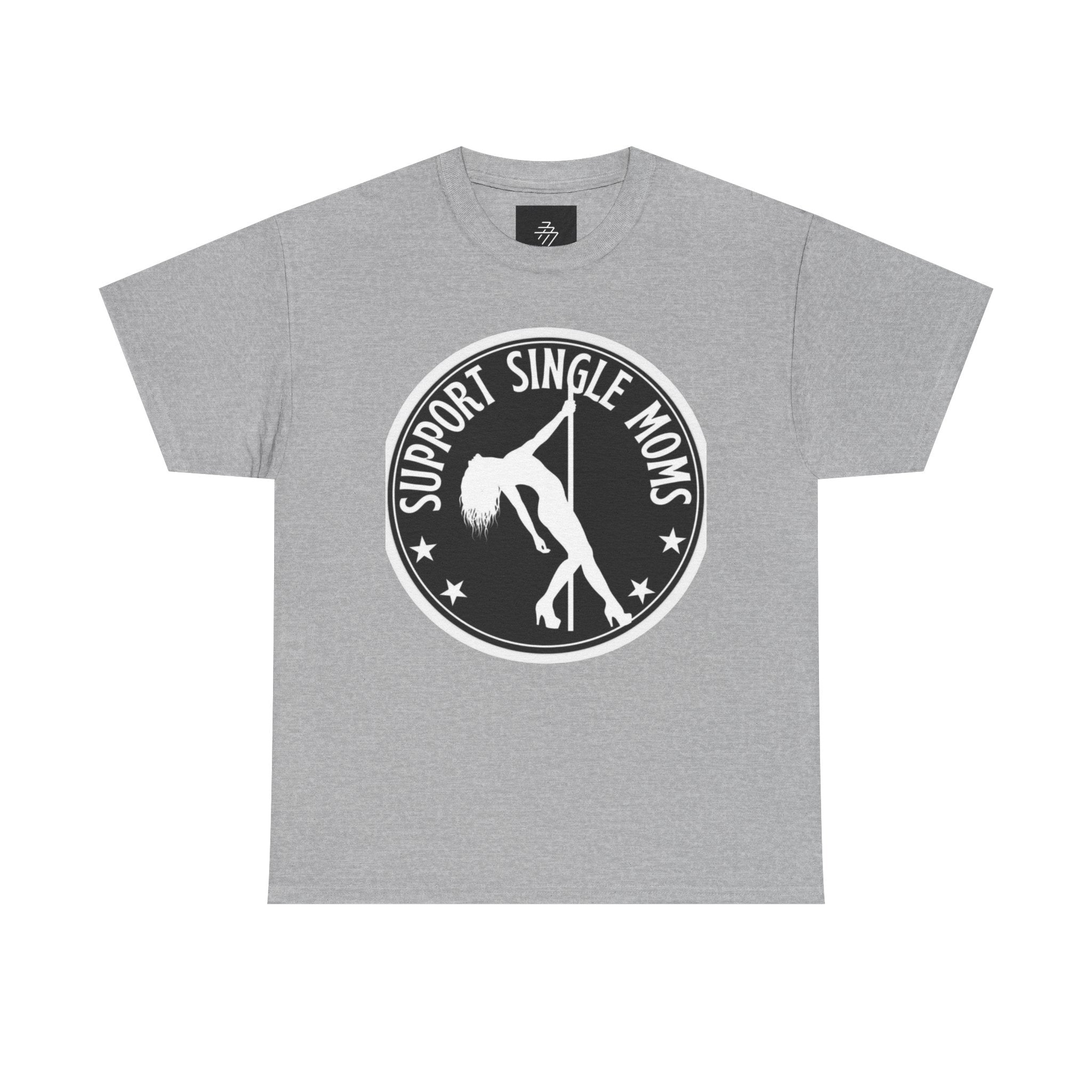 Support Single Moms Tee - Retro Pole Dancer Circle Logo T-Shirt