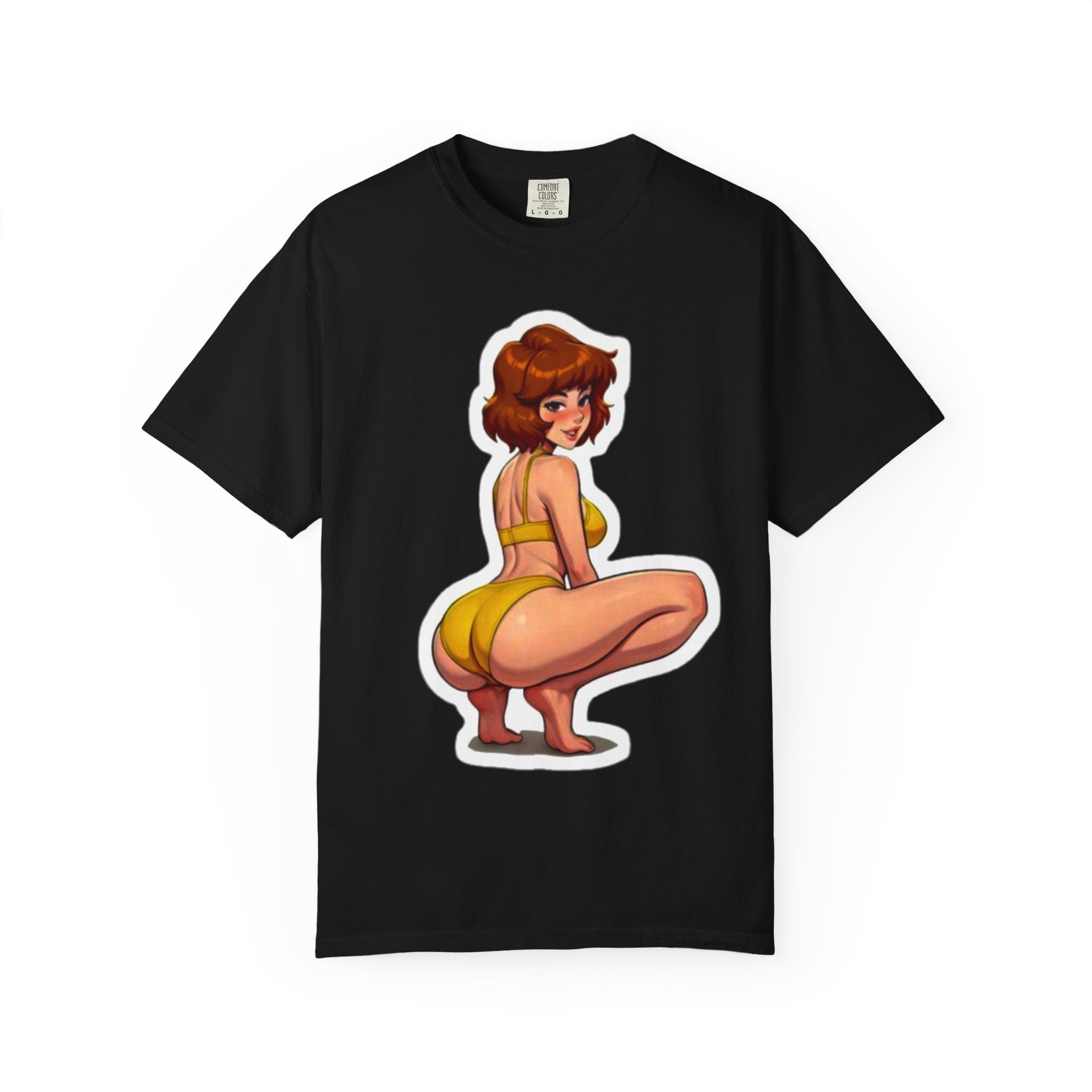 Pinup Girl Illustration T-shirt | Retro Bikini Squat Pose