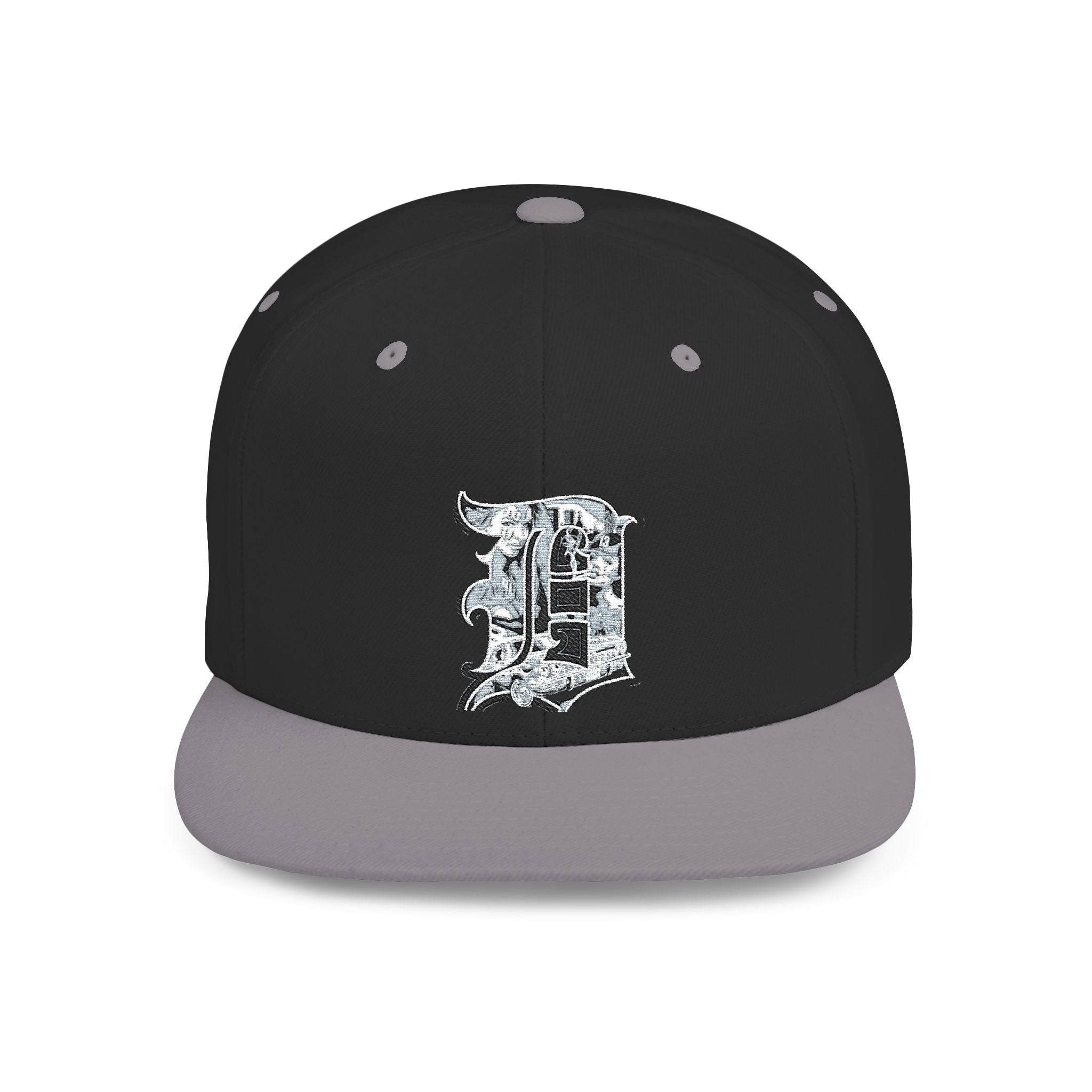 Detroit D Chrome Letter Flat Bill Snapback | Silver Letter D Hat