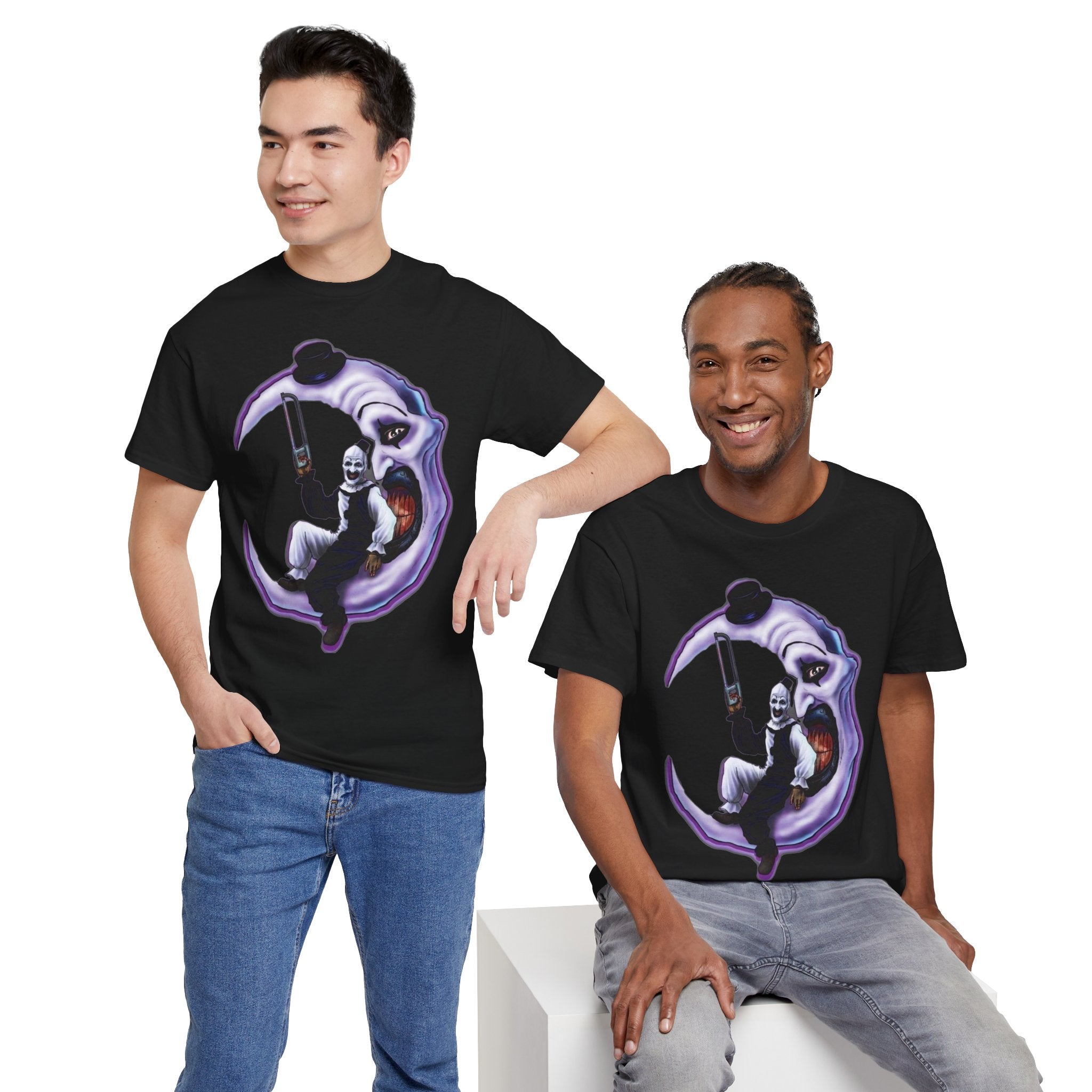 Art The Clown Crescent Moon Grim Reaper Horror Graphic T-Shirt