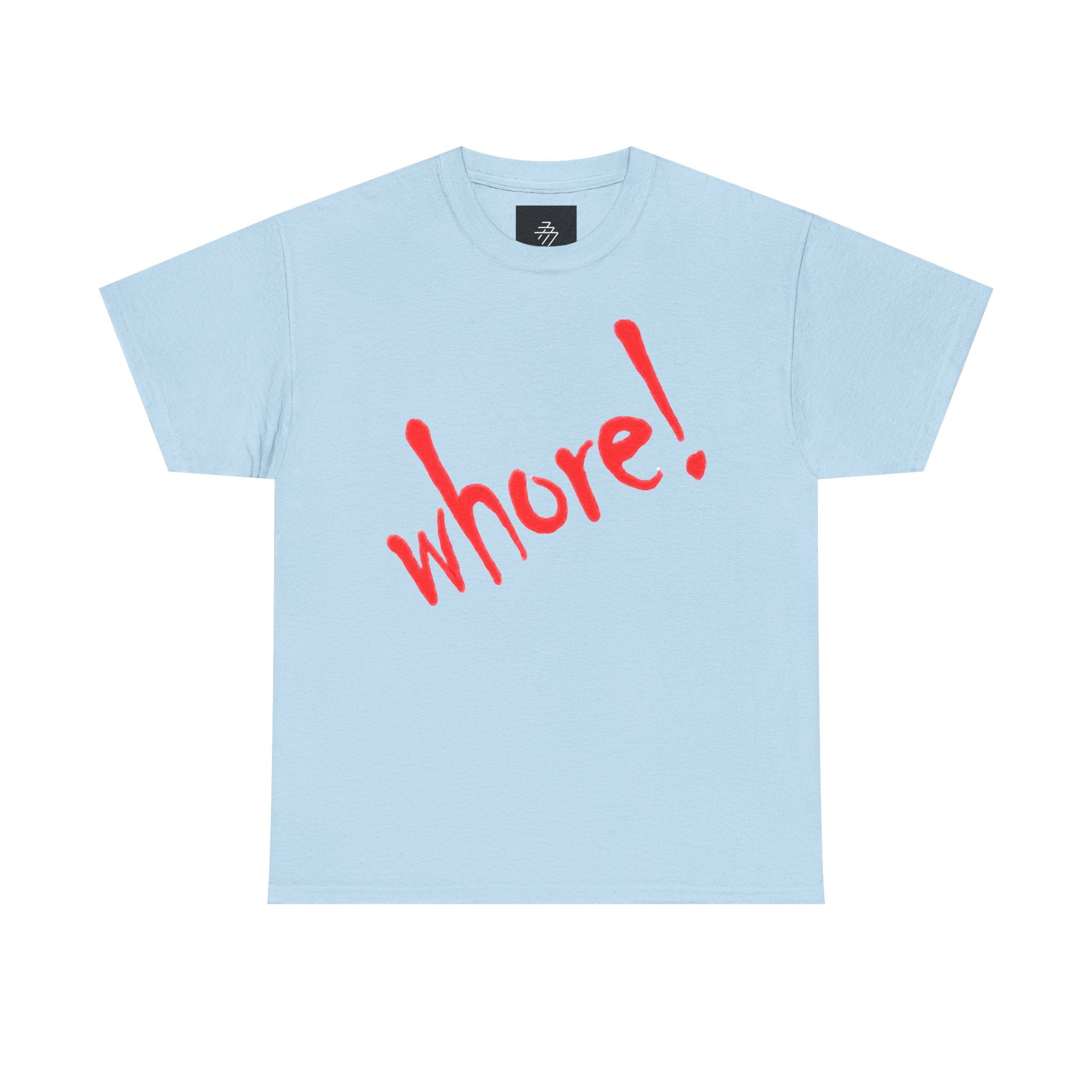 Graphic Tee — Bold Red "whore!" Script Shirt
