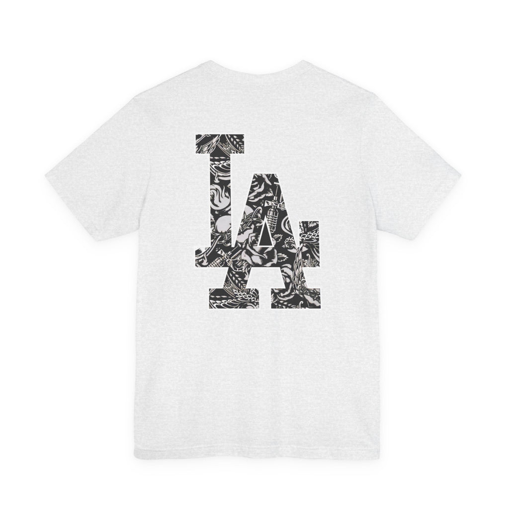 90s Hip Hop Group Illustration T-Shirt | LA Logo Back Print Tee